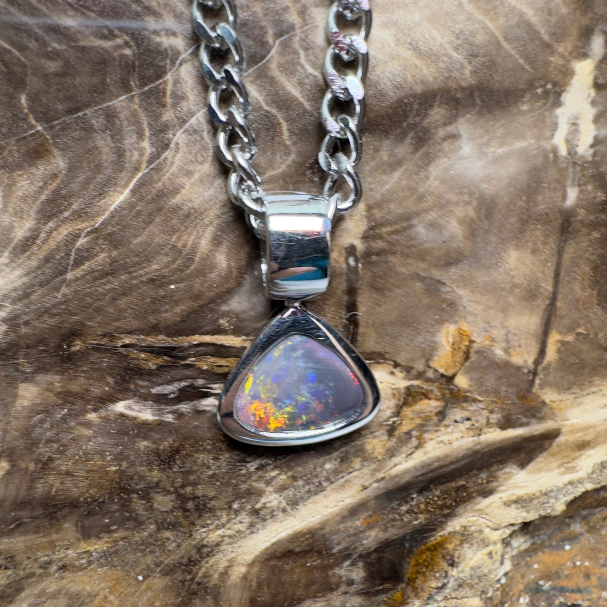 Flinders Nocturne ~ 1.3ct Lightning Ridge Black Opal 925 Silver Pendant