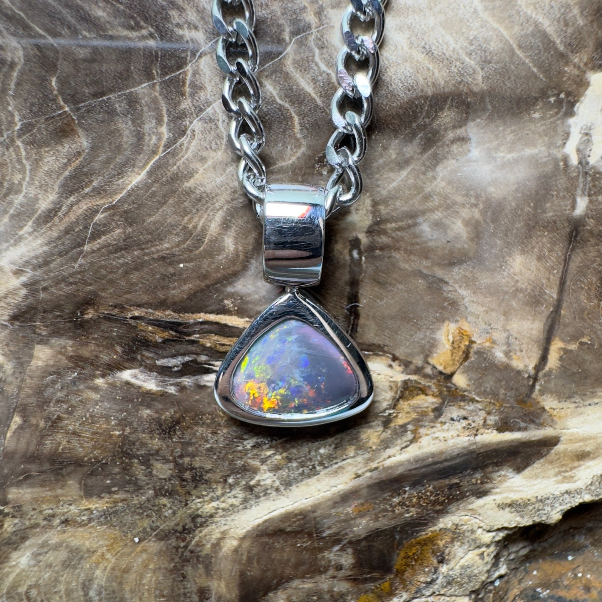 Flinders Nocturne ~ 1.3ct Lightning Ridge Black Opal 925 Silver Pendant