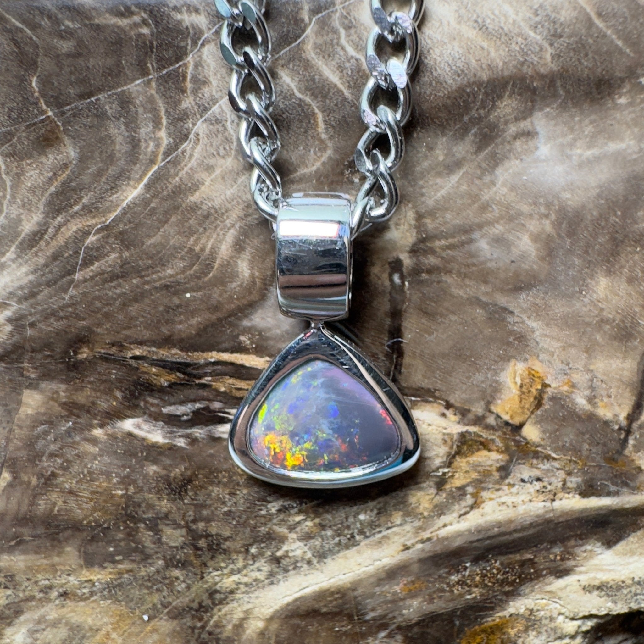 Flinders Nocturne ~ 1.3ct Lightning Ridge Black Opal 925 Silver Pendant