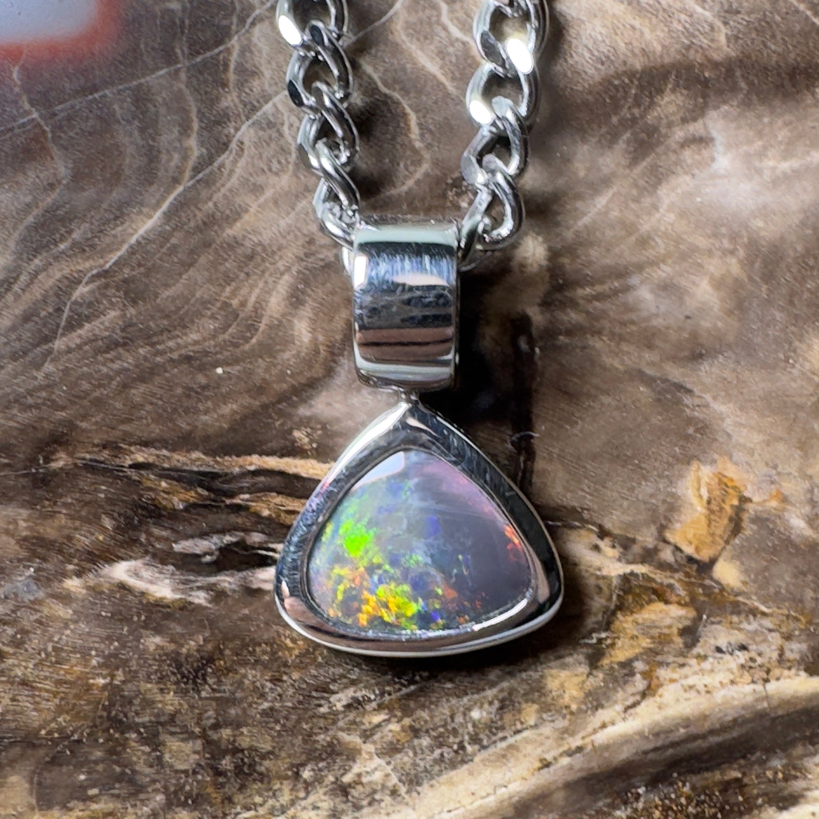 Flinders Nocturne ~ 1.3ct Lightning Ridge Black Opal 925 Silver Pendant