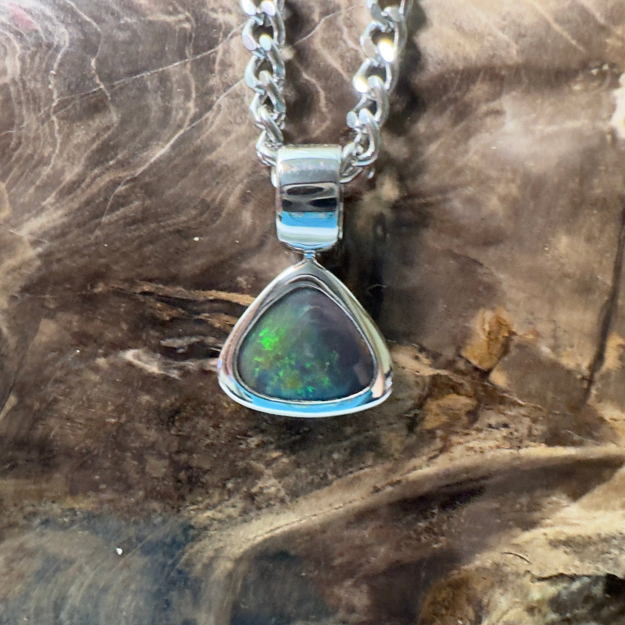 Flinders Nocturne ~ 1.3ct Lightning Ridge Black Opal 925 Silver Pendant