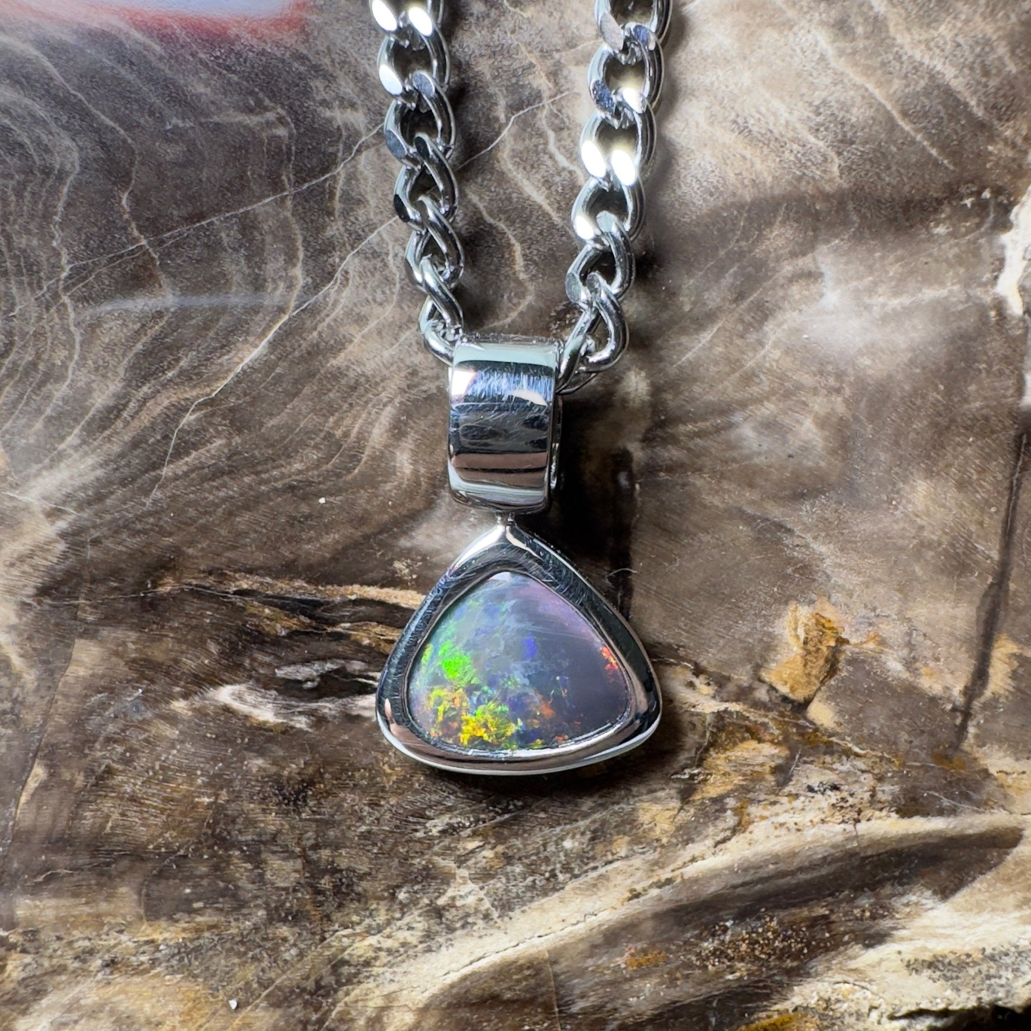 Flinders Nocturne ~ 1.3ct Lightning Ridge Black Opal 925 Silver Pendant