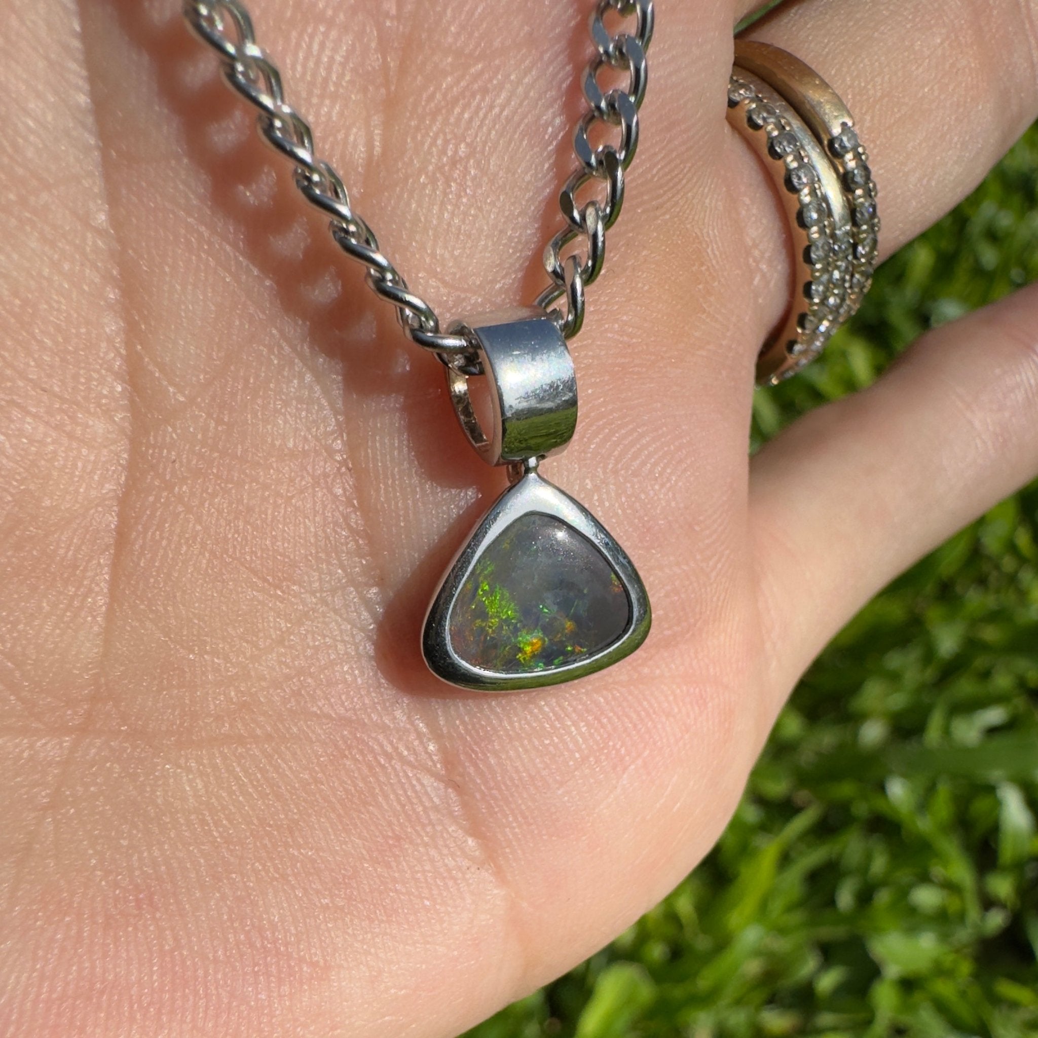 Flinders Nocturne ~ 1.3ct Lightning Ridge Black Opal 925 Silver Pendant