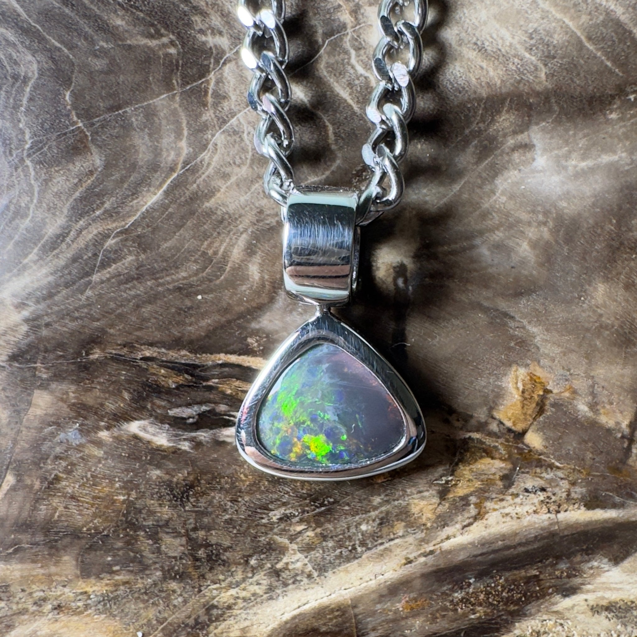 Flinders Nocturne ~ 1.3ct Lightning Ridge Black Opal 925 Silver Pendant