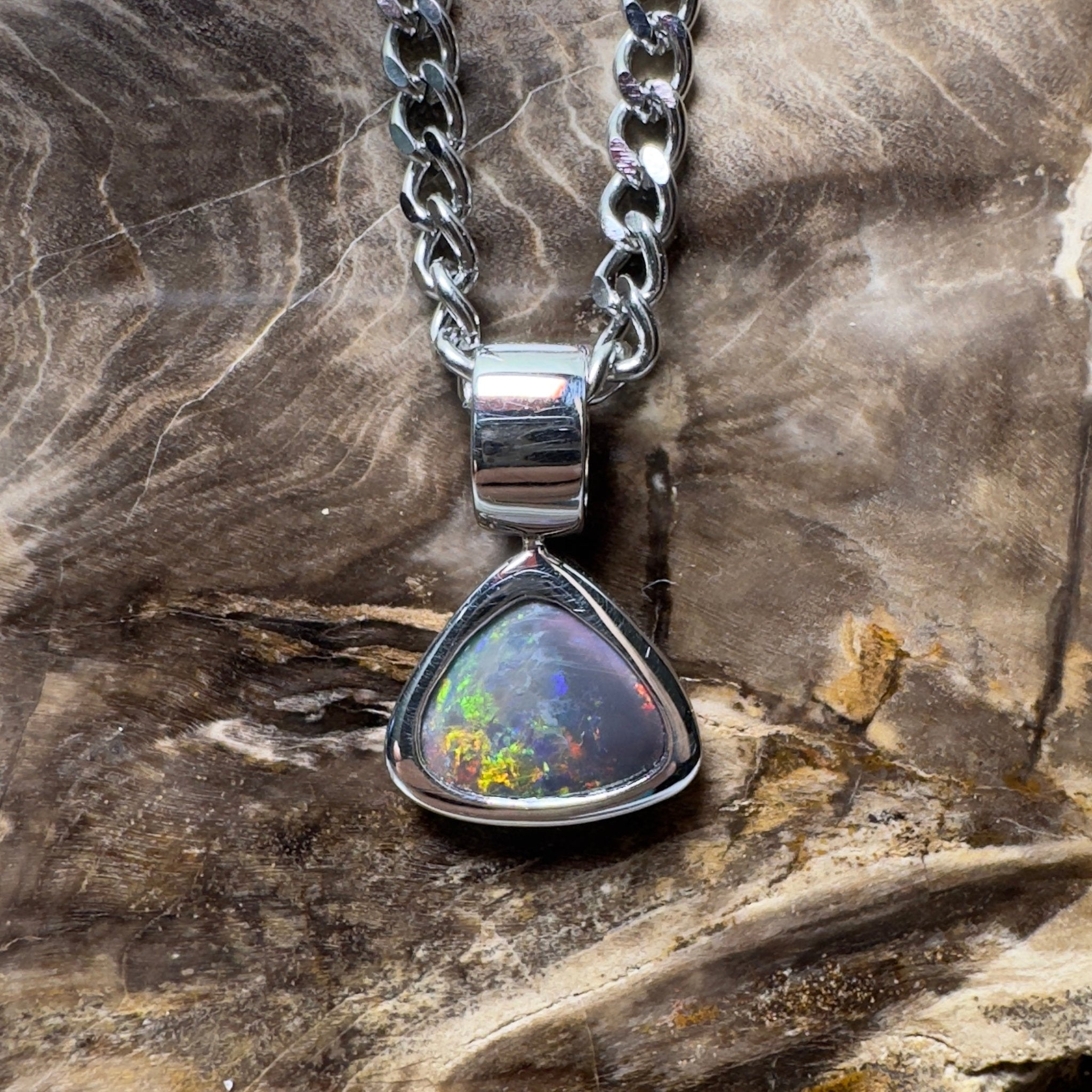 Flinders Nocturne ~ 1.3ct Lightning Ridge Black Opal 925 Silver Pendant