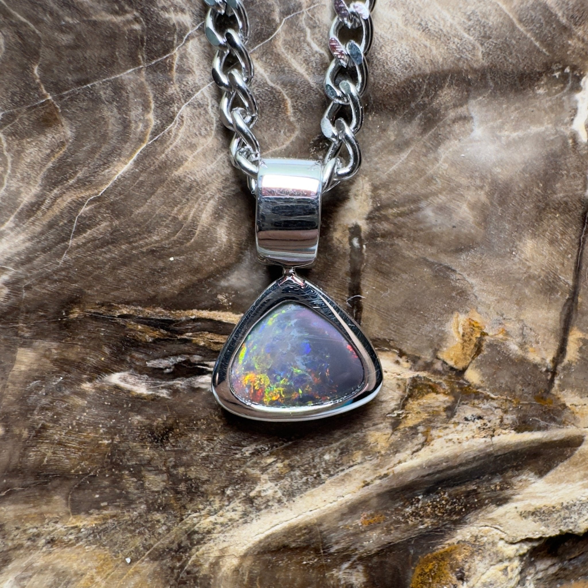 Flinders Nocturne ~ 1.3ct Lightning Ridge Black Opal 925 Silver Pendant