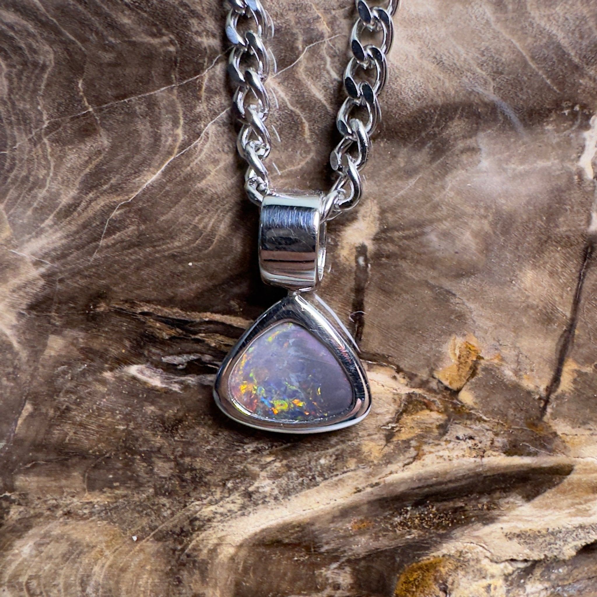 Flinders Nocturne ~ 1.3ct Lightning Ridge Black Opal 925 Silver Pendant