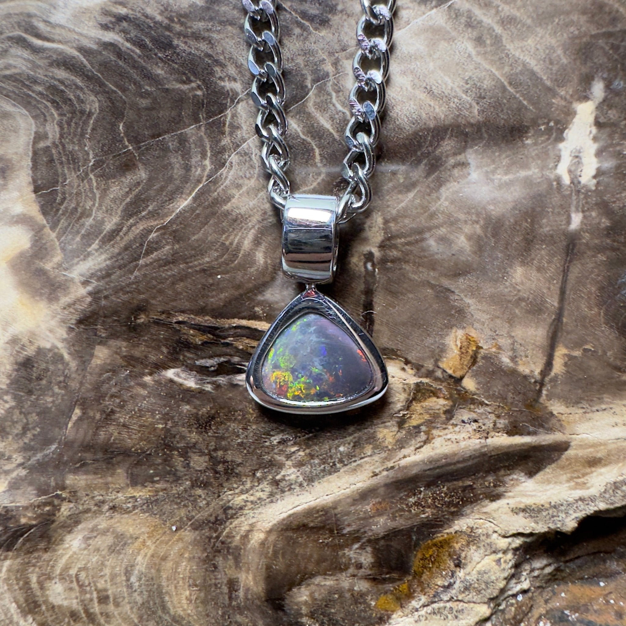 Flinders Nocturne ~ 1.3ct Lightning Ridge Black Opal 925 Silver Pendant