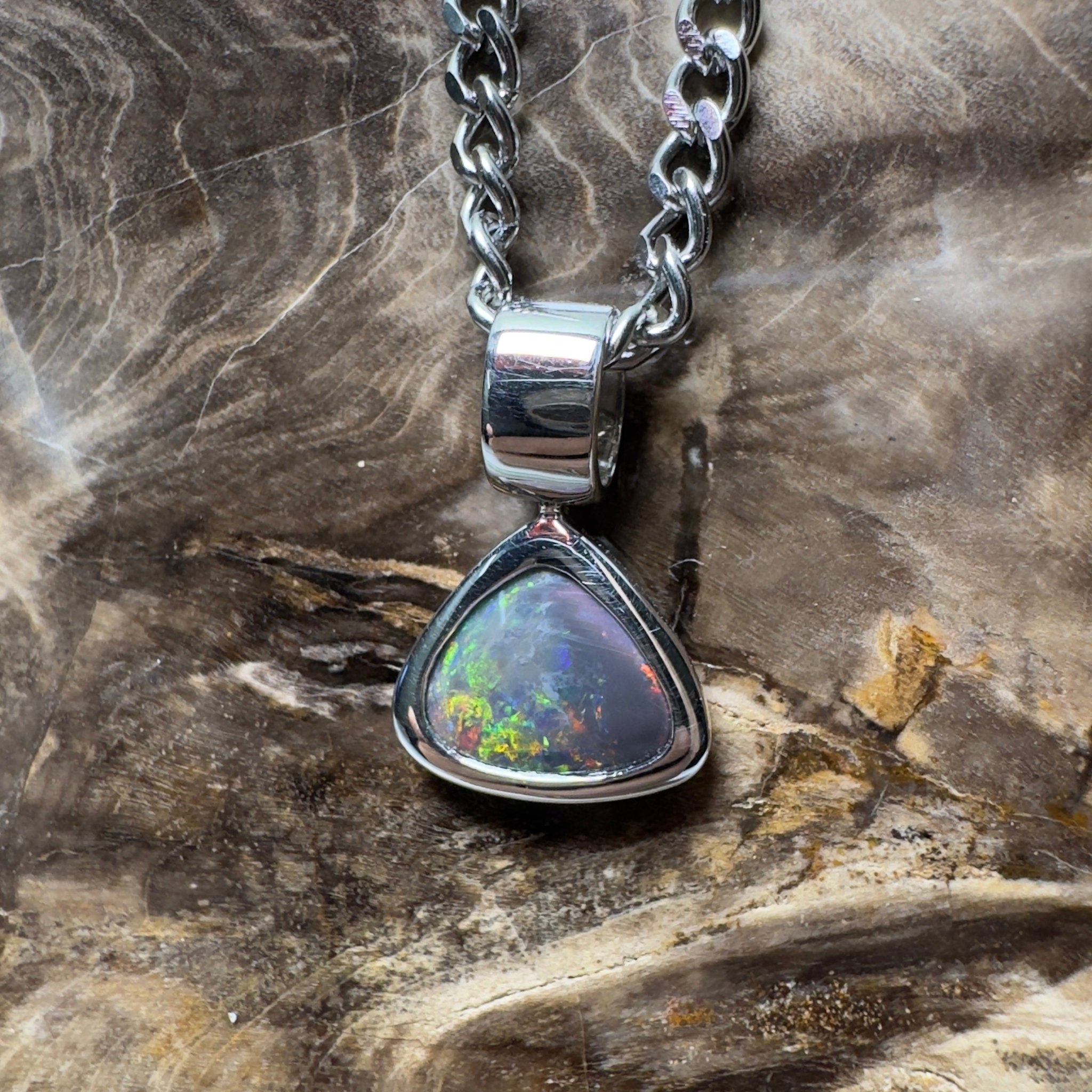 Flinders Nocturne ~ 1.3ct Lightning Ridge Black Opal 925 Silver Pendant