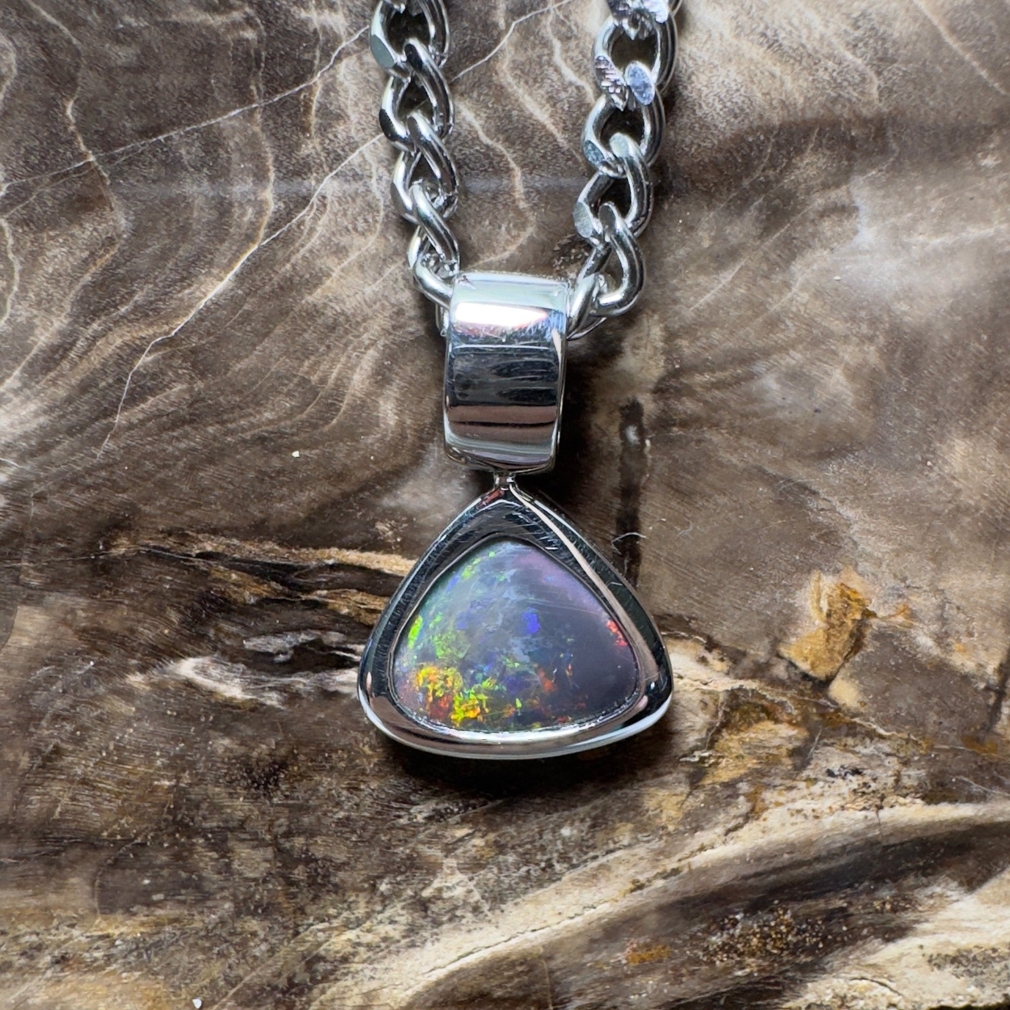 Flinders Nocturne ~ 1.3ct Lightning Ridge Black Opal 925 Silver Pendant