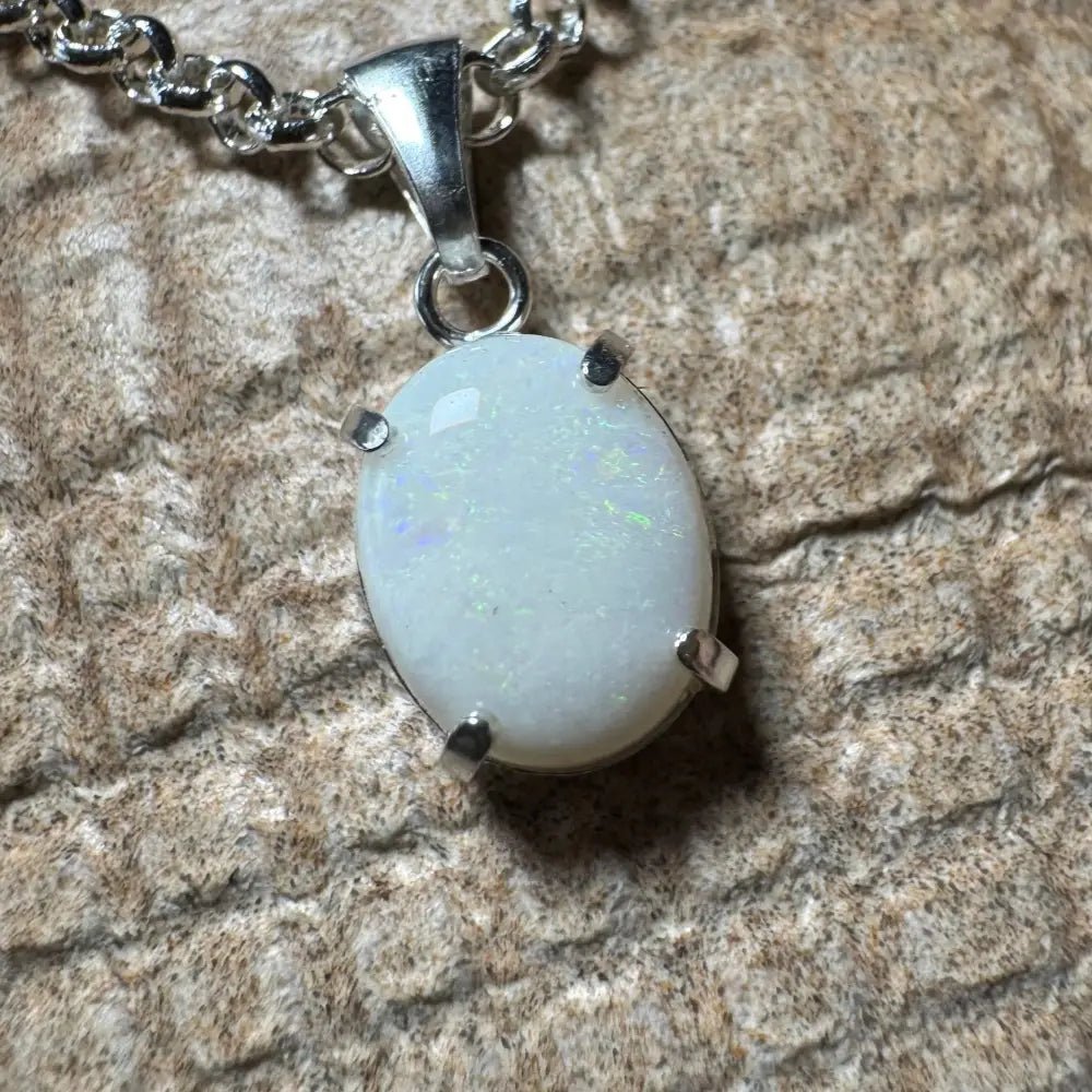 'Flinders Range Glow' ~ Handcrafted 1.4ct Solid Coober Pedy Opal 925 Sterling Silver Pendant Necklace
