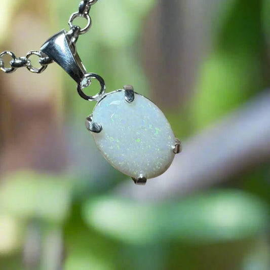 'Flinders Range Glow' ~ Handcrafted 1.4ct Solid Coober Pedy Opal 925 Sterling Silver Pendant Necklace