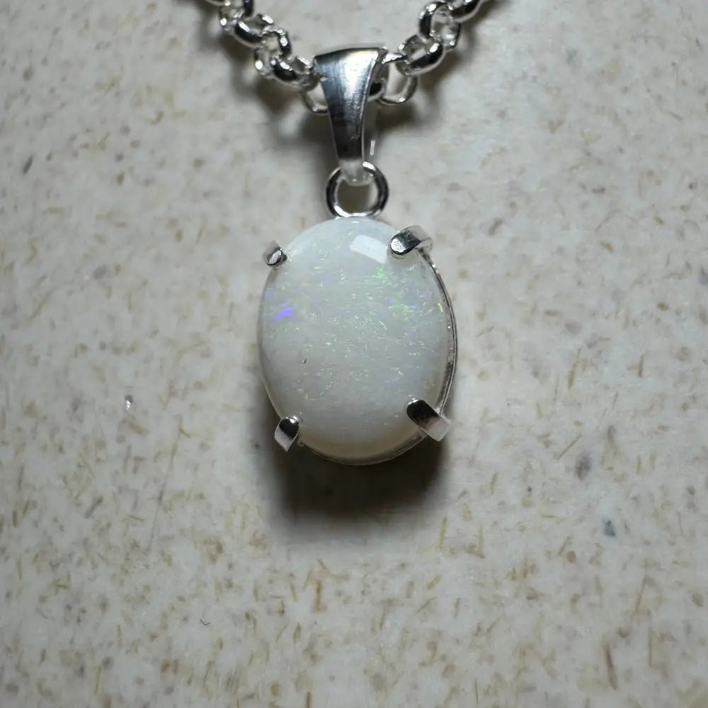 'Flinders Range Glow' ~ Handcrafted 1.4ct Solid Coober Pedy Opal 925 Sterling Silver Pendant Necklace