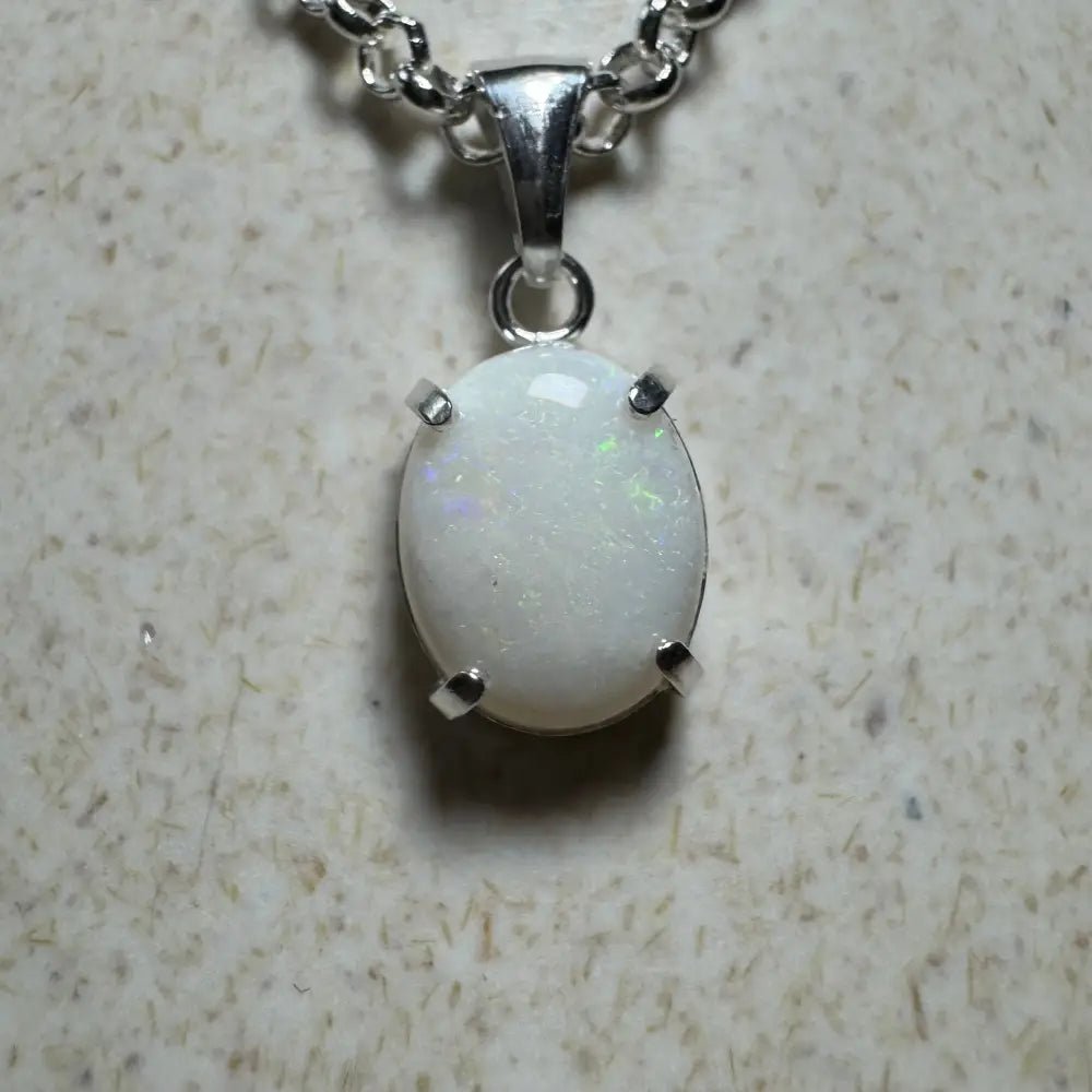 'Flinders Range Glow' ~ Handcrafted 1.4ct Solid Coober Pedy Opal 925 Sterling Silver Pendant Necklace