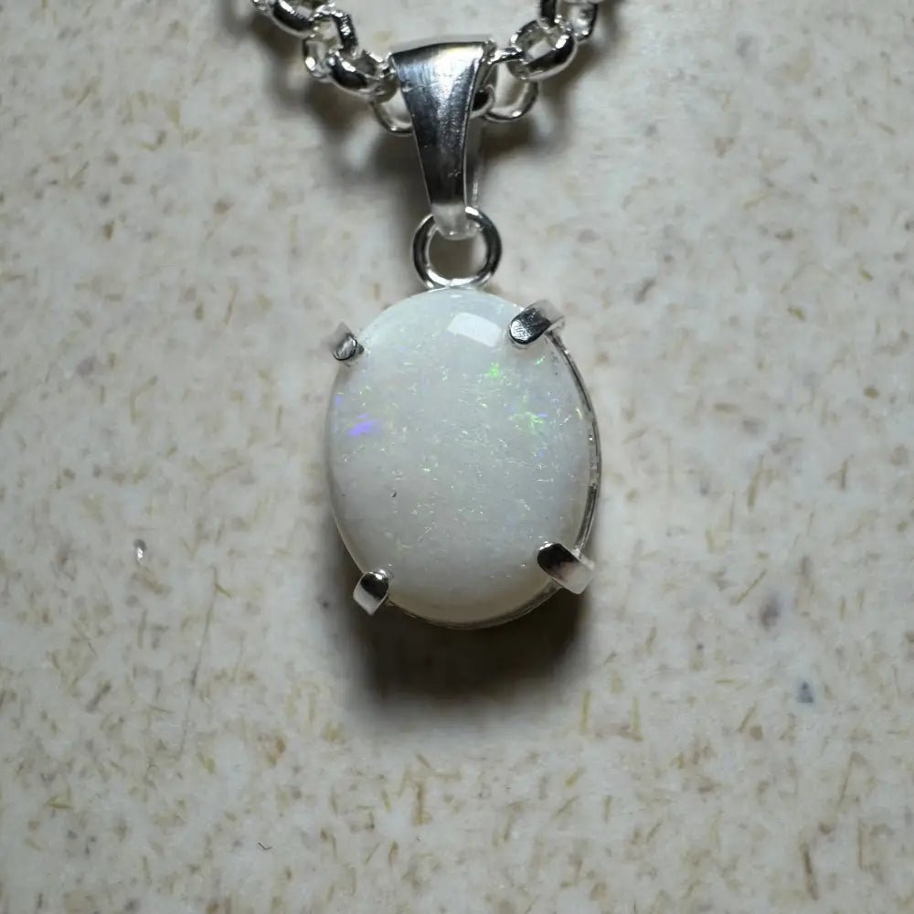 'Flinders Range Glow' ~ Handcrafted 1.4ct Solid Coober Pedy Opal 925 Sterling Silver Pendant Necklace