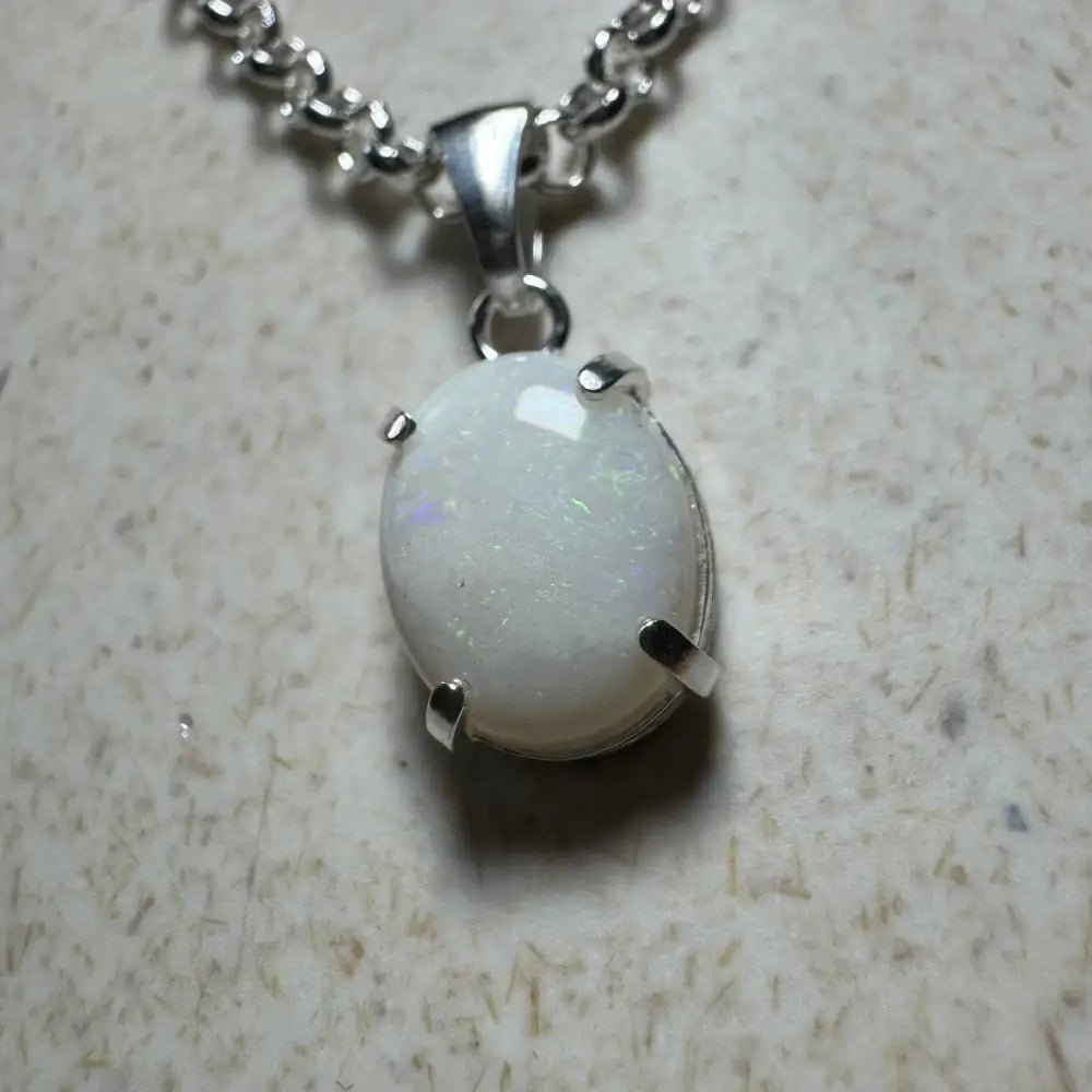 'Flinders Range Glow' ~ Handcrafted 1.4ct Solid Coober Pedy Opal 925 Sterling Silver Pendant Necklace