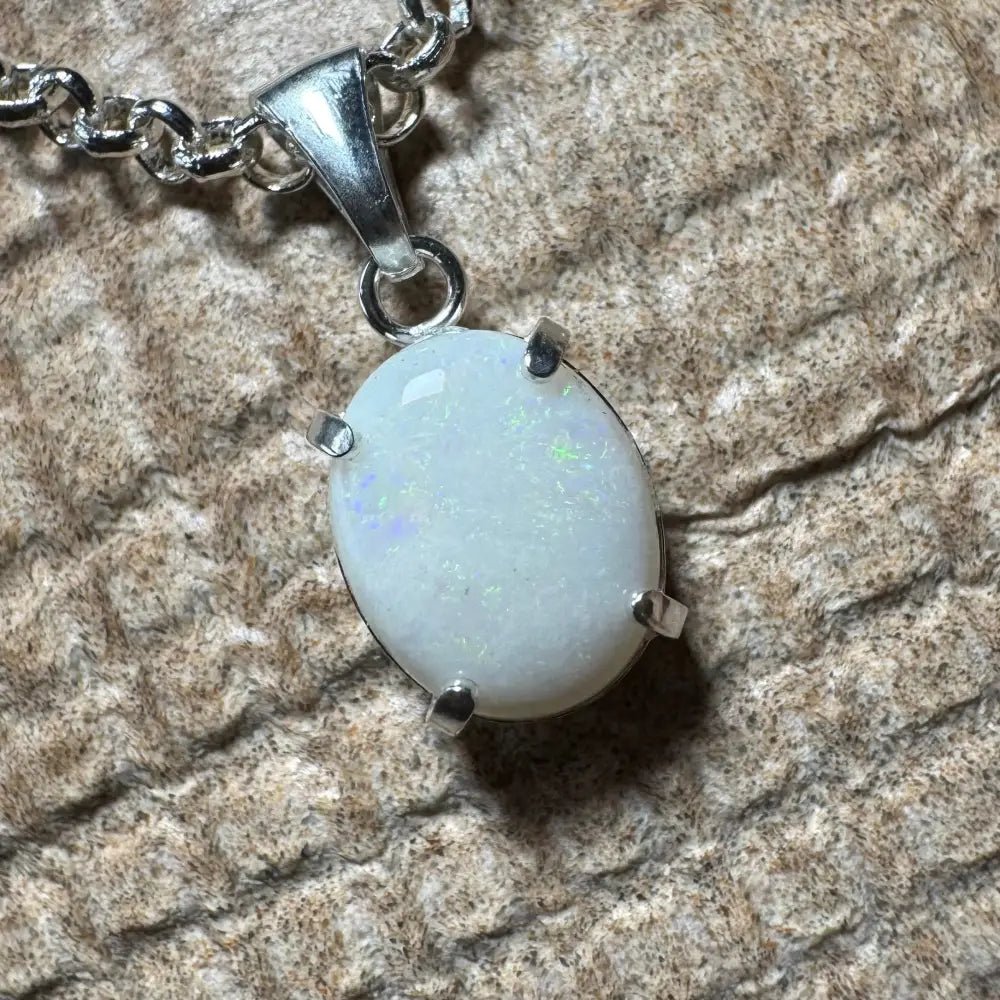 'Flinders Range Glow' ~ Handcrafted 1.4ct Solid Coober Pedy Opal 925 Sterling Silver Pendant Necklace