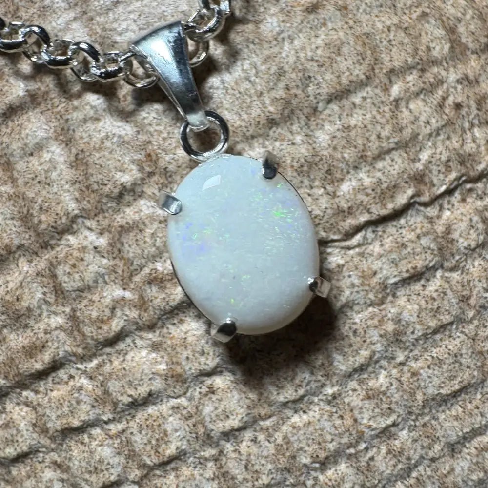 'Flinders Range Glow' ~ Handcrafted 1.4ct Solid Coober Pedy Opal 925 Sterling Silver Pendant Necklace