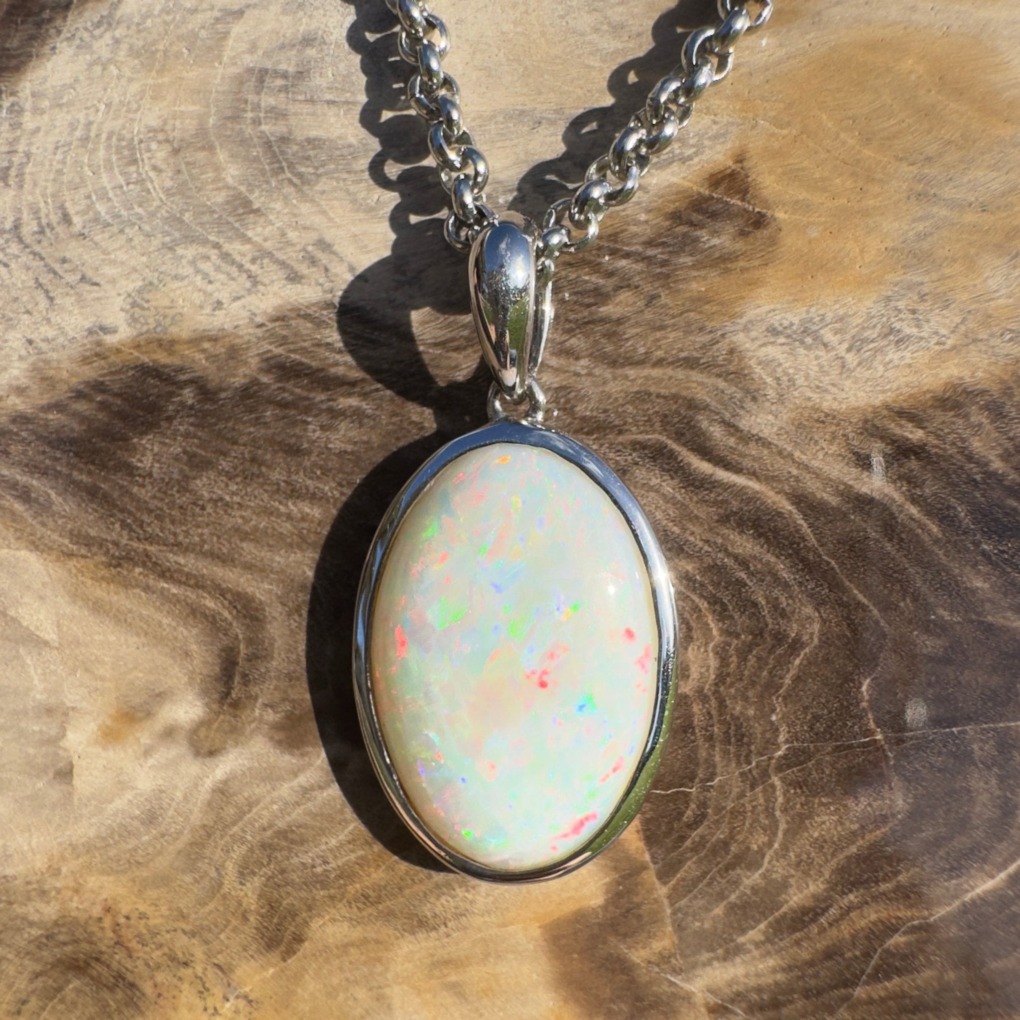 Flinders Skyfire ~ 4.1ct Coober Pedy Opal 925 Silver Pendant