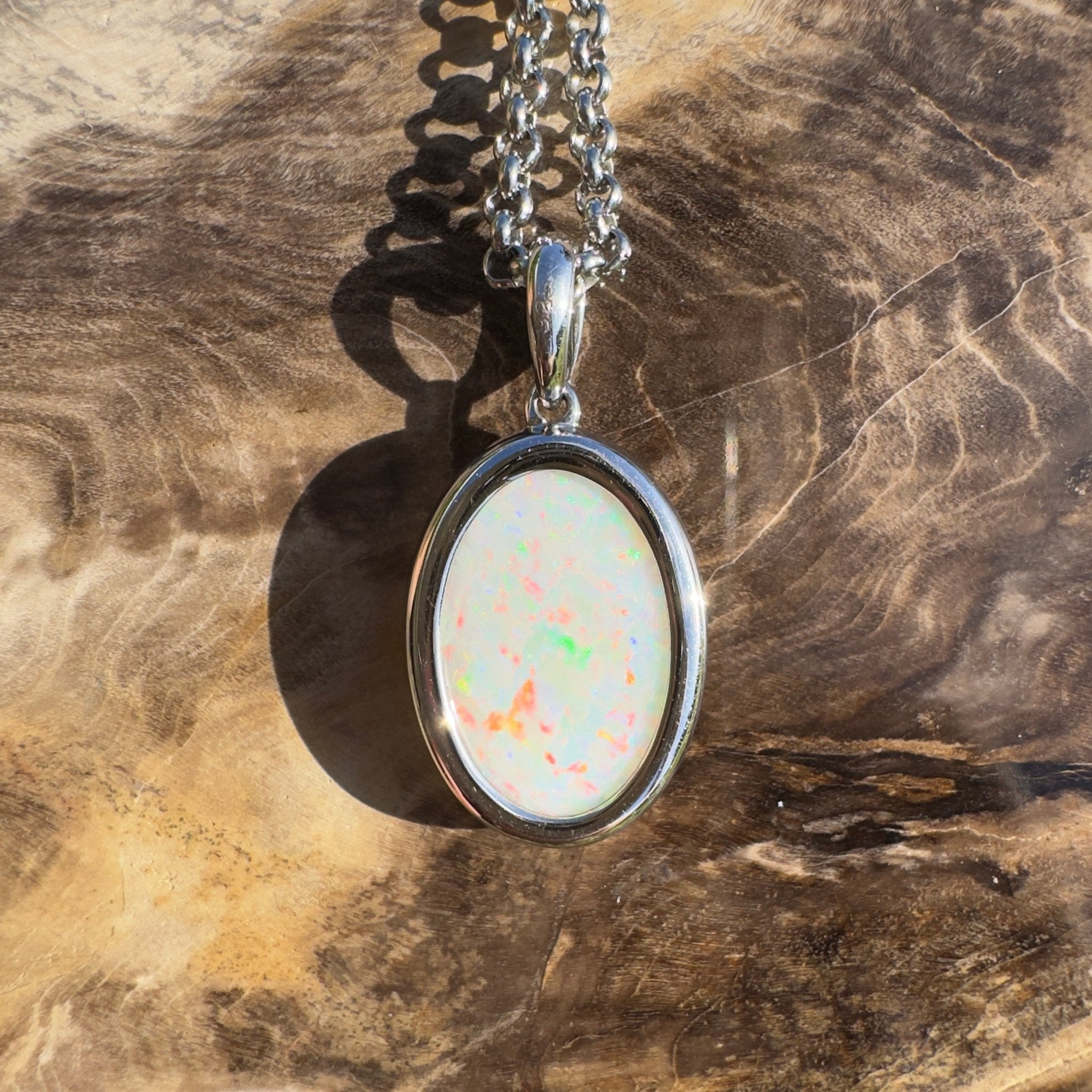 Flinders Skyfire ~ 4.1ct Coober Pedy Opal 925 Silver Pendant