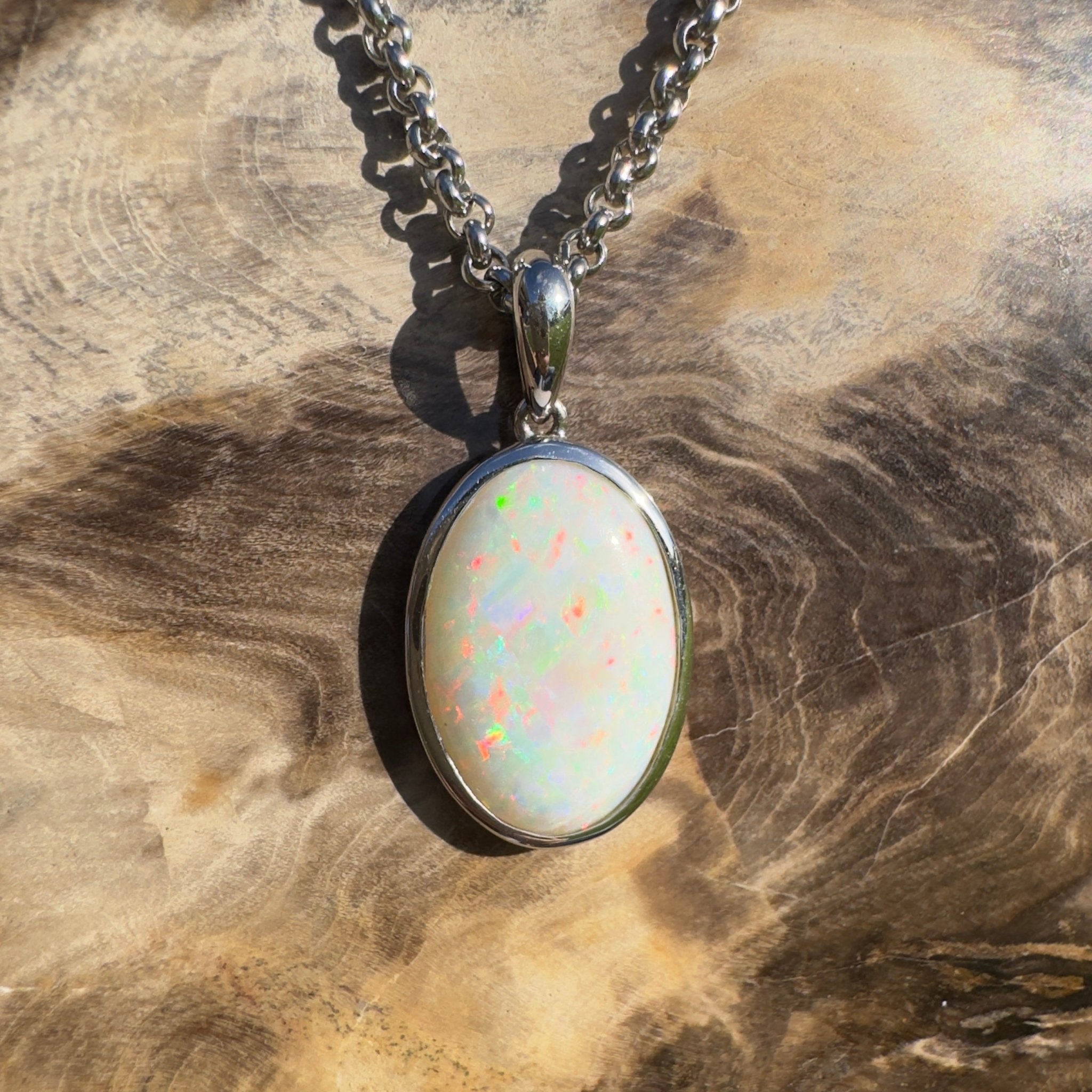 Flinders Skyfire ~ 4.1ct Coober Pedy Opal 925 Silver Pendant