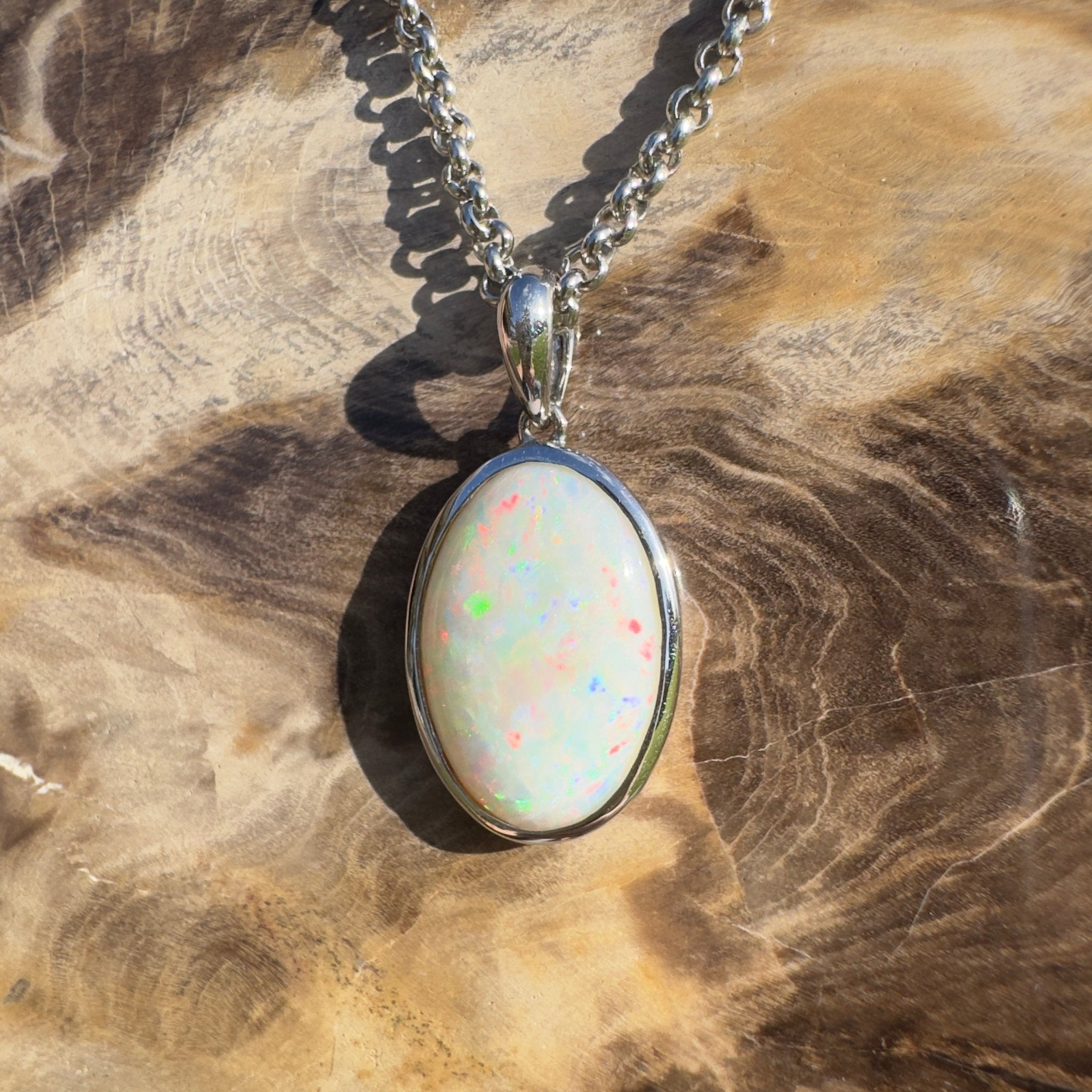 Flinders Skyfire ~ 4.1ct Coober Pedy Opal 925 Silver Pendant