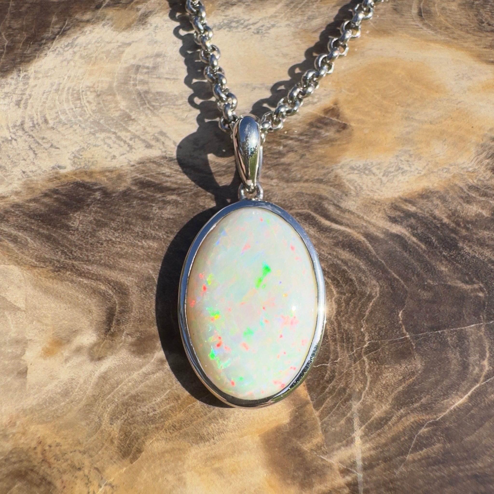 Flinders Skyfire ~ 4.1ct Coober Pedy Opal 925 Silver Pendant