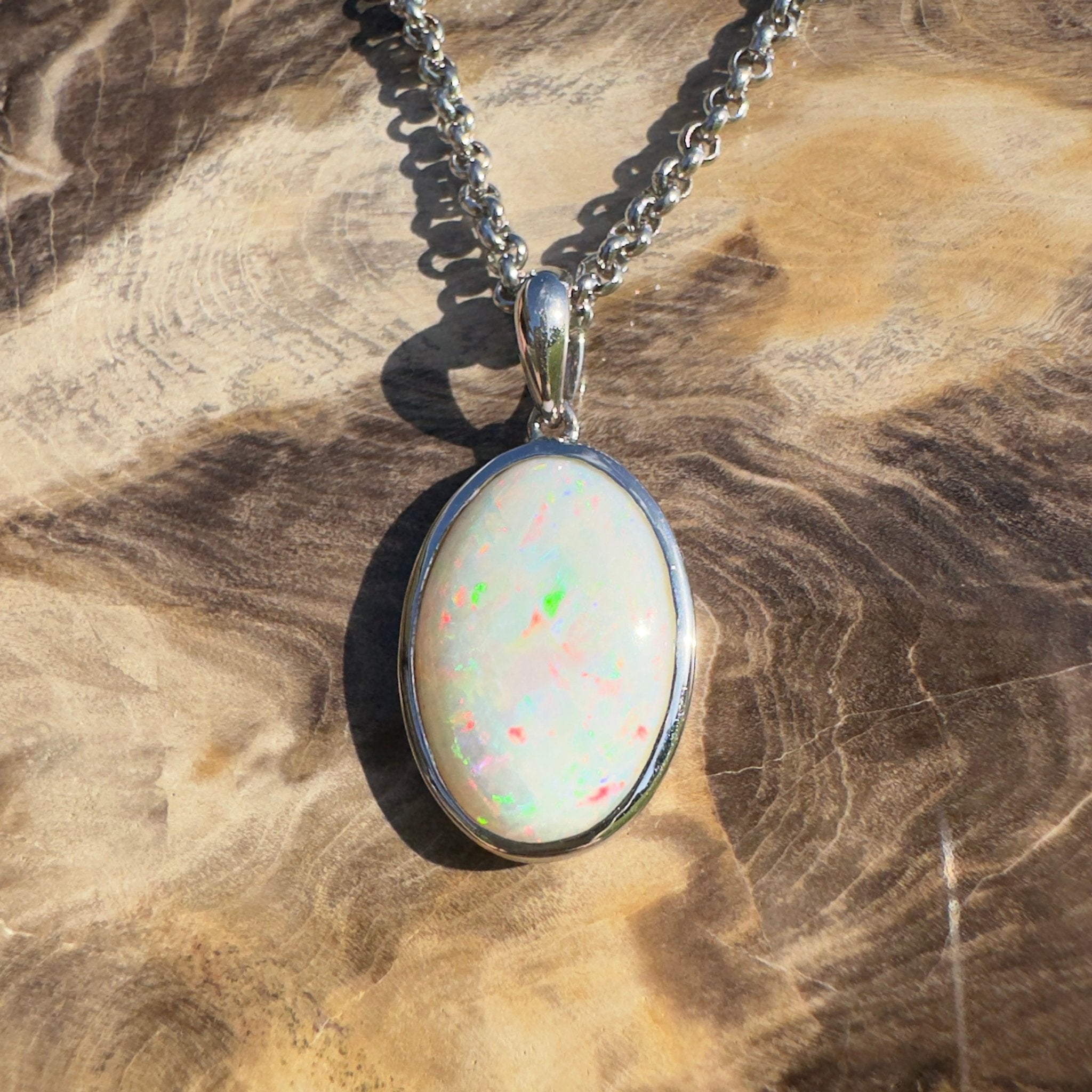 Flinders Skyfire ~ 4.1ct Coober Pedy Opal 925 Silver Pendant