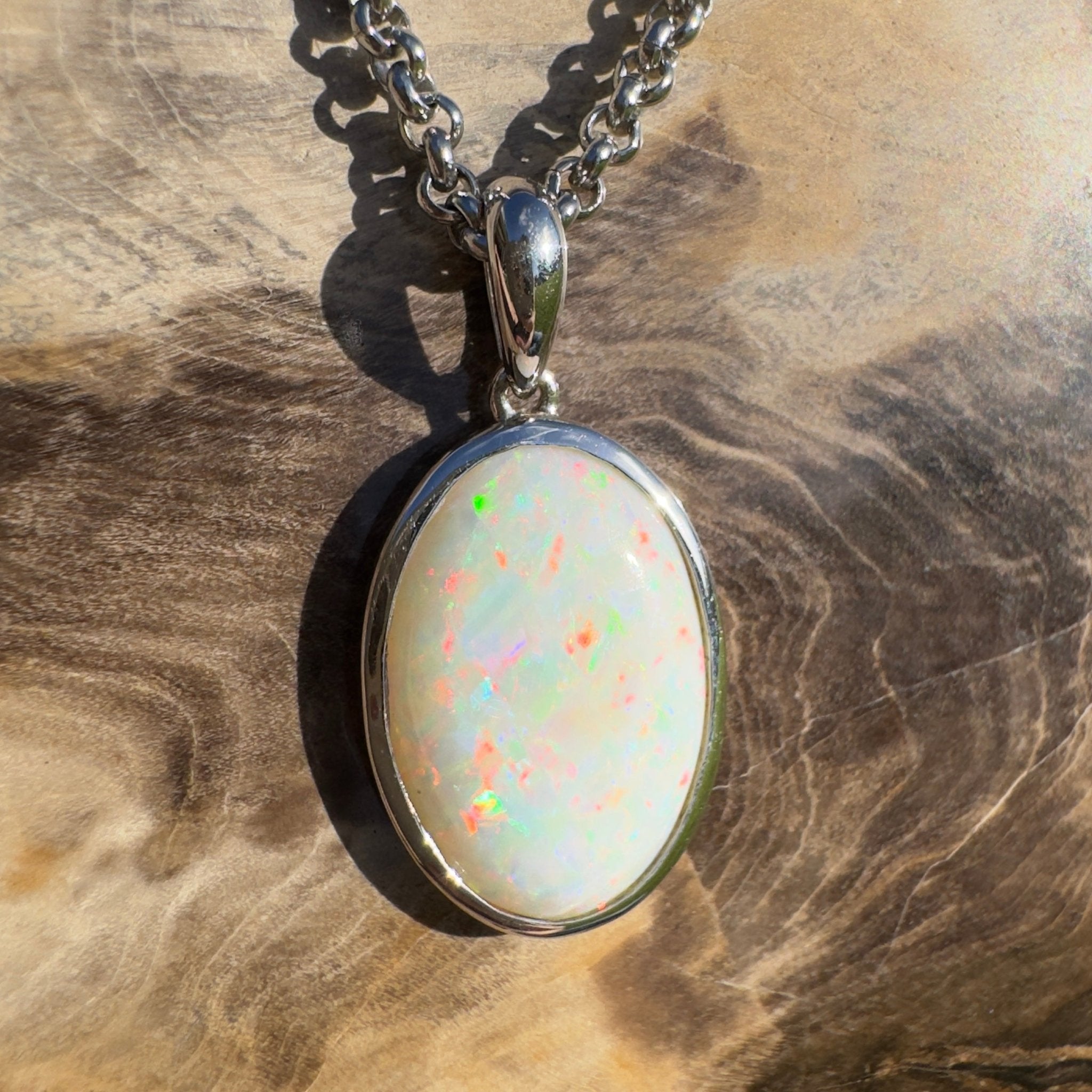 Flinders Skyfire ~ 4.1ct Coober Pedy Opal 925 Silver Pendant