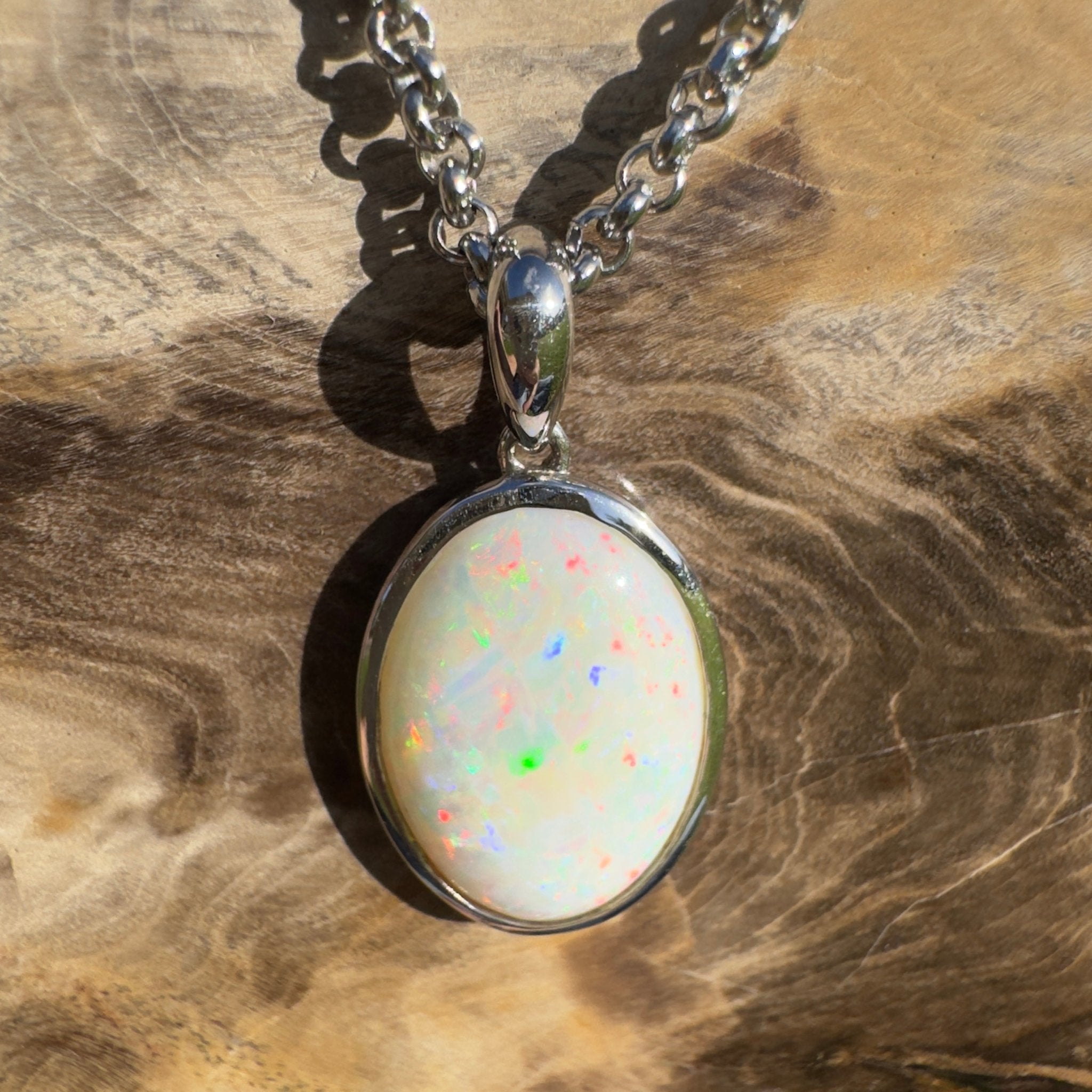 Flinders Skyfire ~ 4.1ct Coober Pedy Opal 925 Silver Pendant