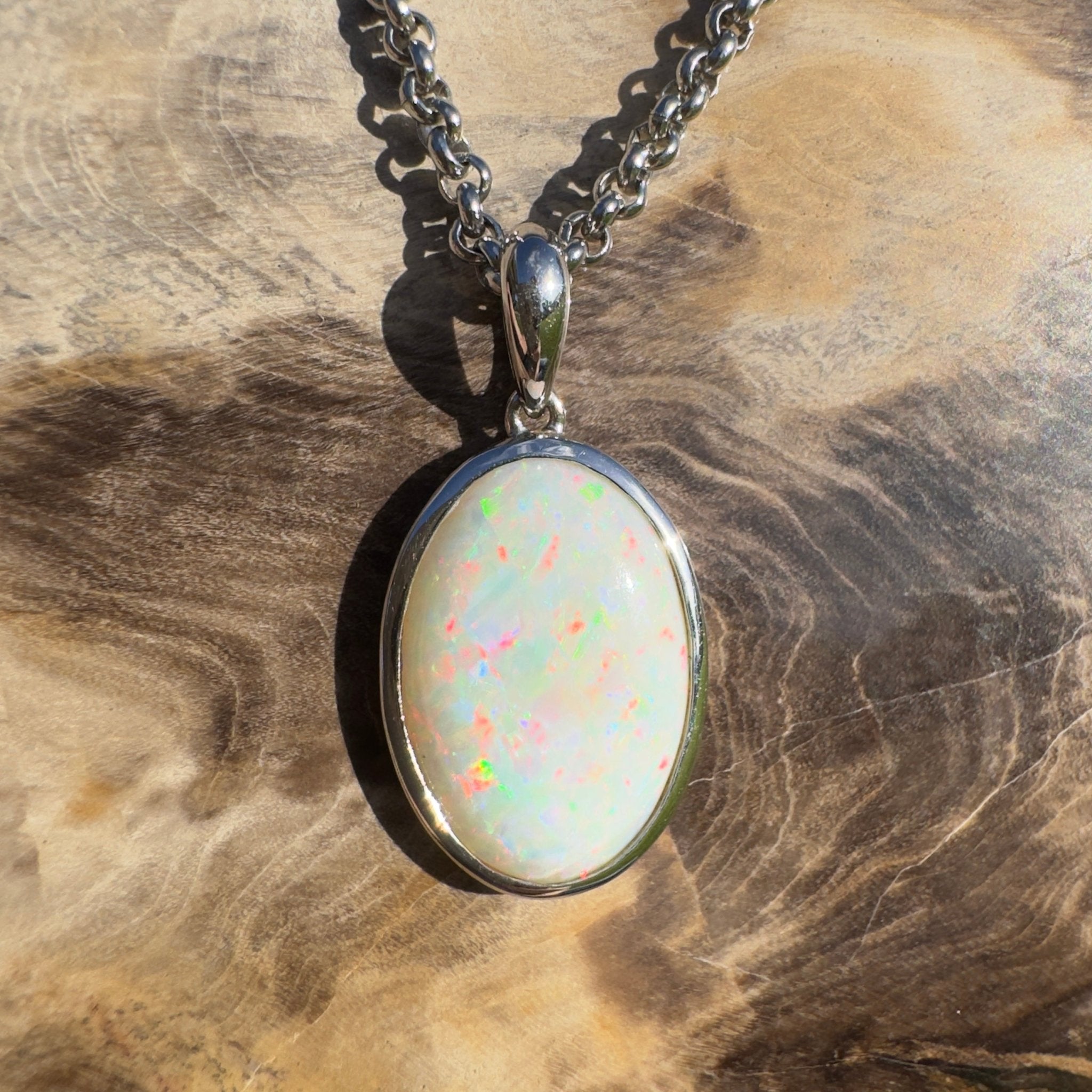 Flinders Skyfire ~ 4.1ct Coober Pedy Opal 925 Silver Pendant