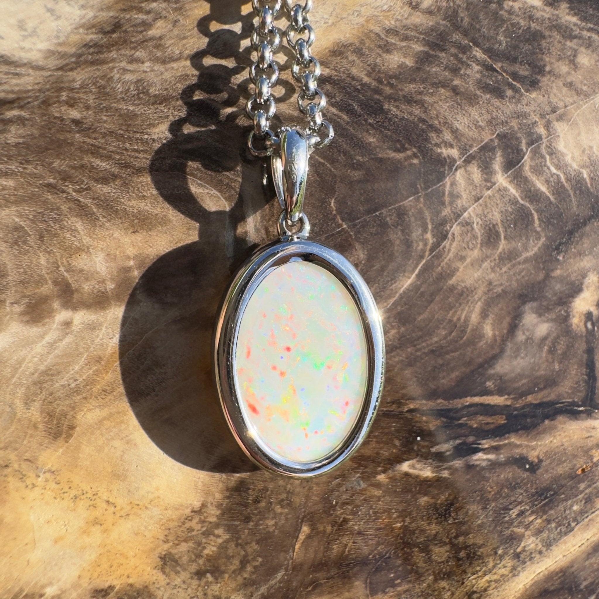 Flinders Skyfire ~ 4.1ct Coober Pedy Opal 925 Silver Pendant
