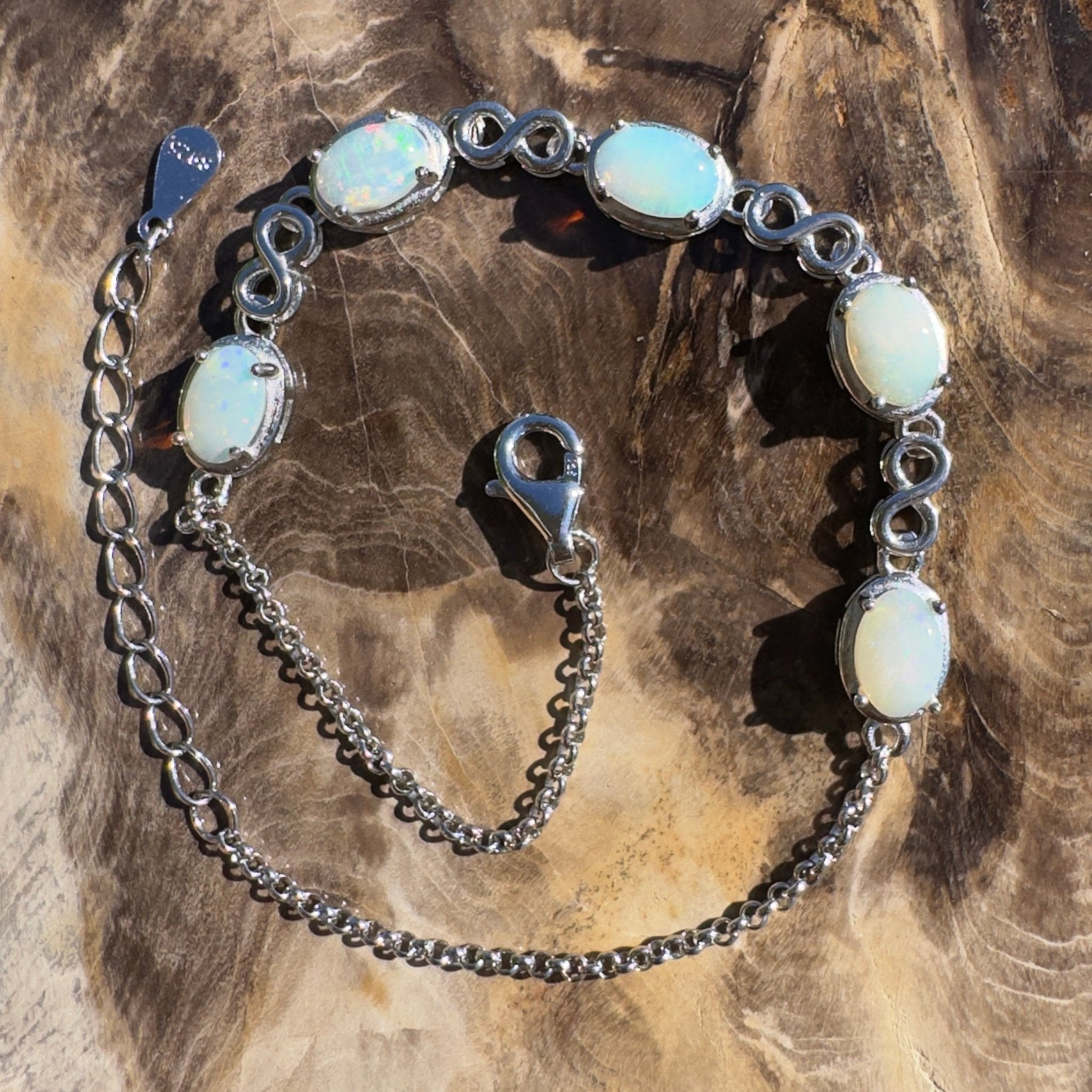 Flinders Stilllight ~ 1.5ct Coober Pedy Opal 925 Sterling Silver Bracelet