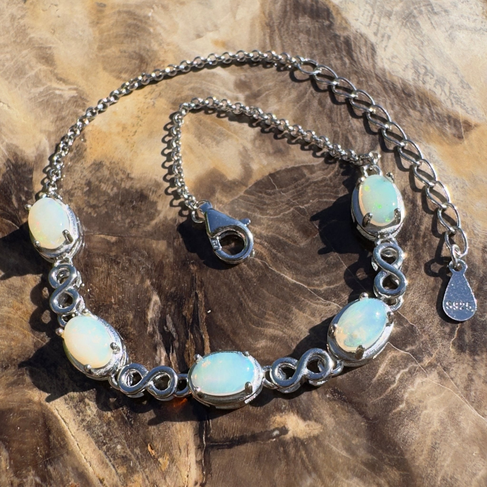 Flinders Stilllight ~ 1.5ct Coober Pedy Opal 925 Sterling Silver Bracelet