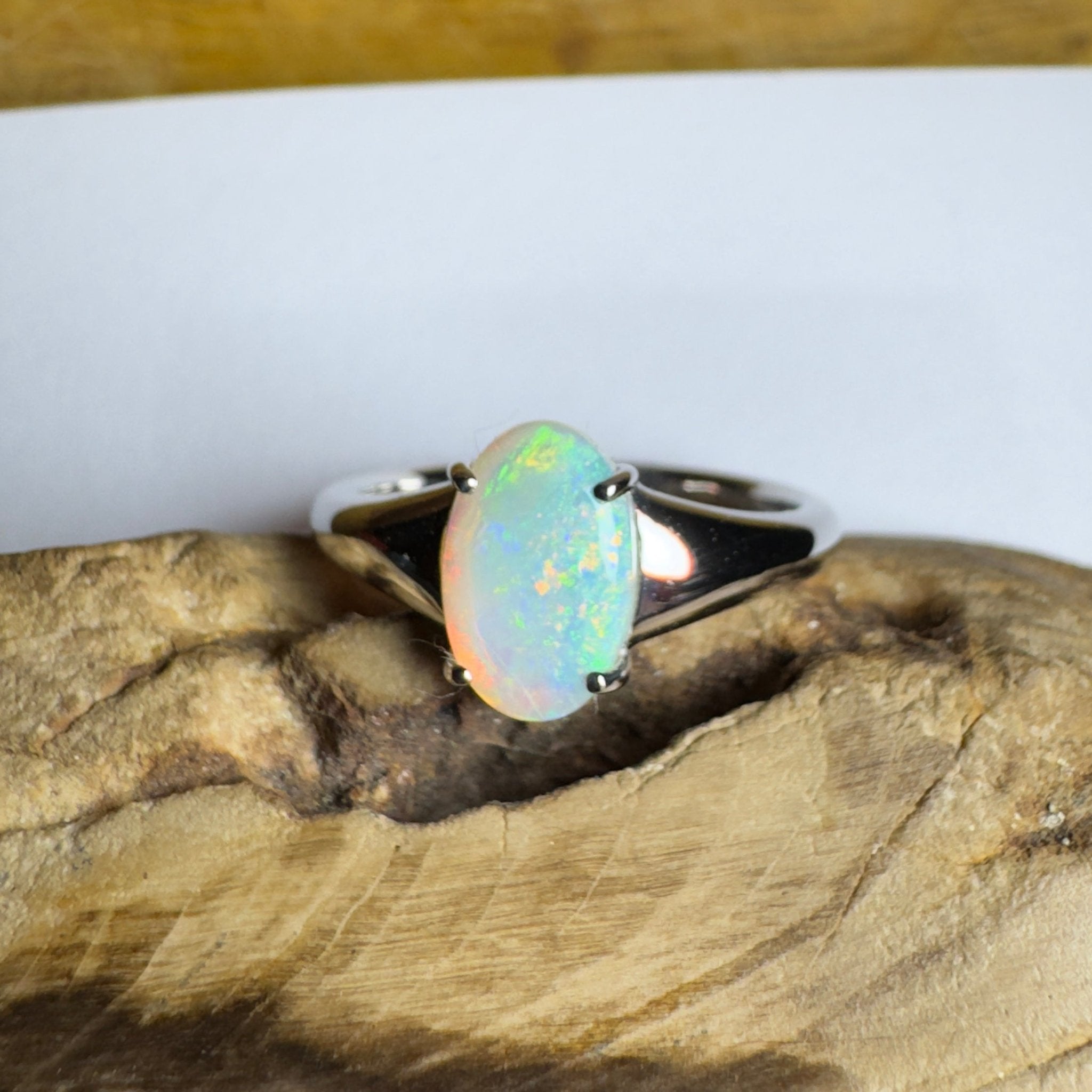 Freycinet Fire ~ 1.25ct Solid Coober Pedy Crystal Opal 925 Silver Ring