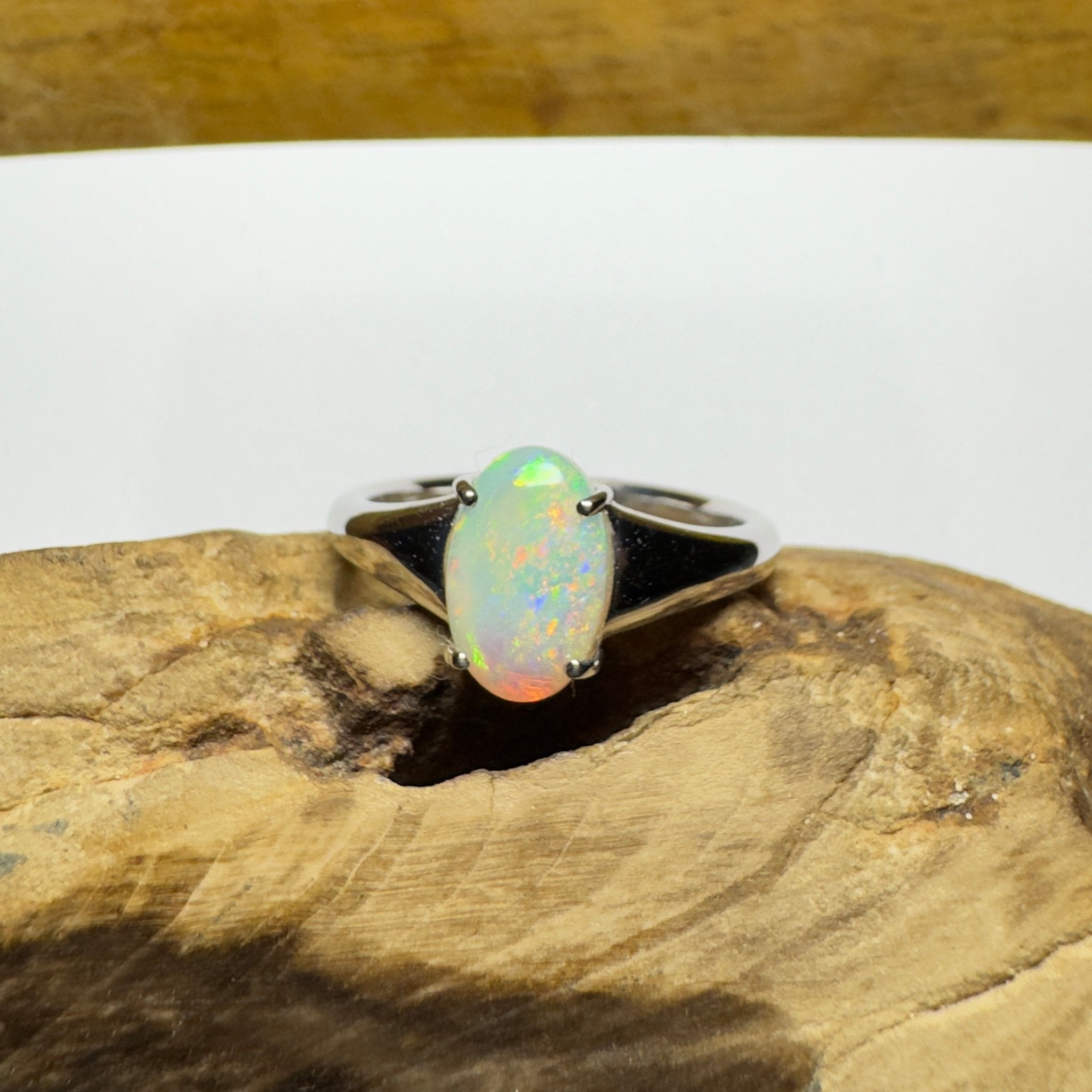 Freycinet Fire ~ 1.25ct Solid Coober Pedy Crystal Opal 925 Silver Ring