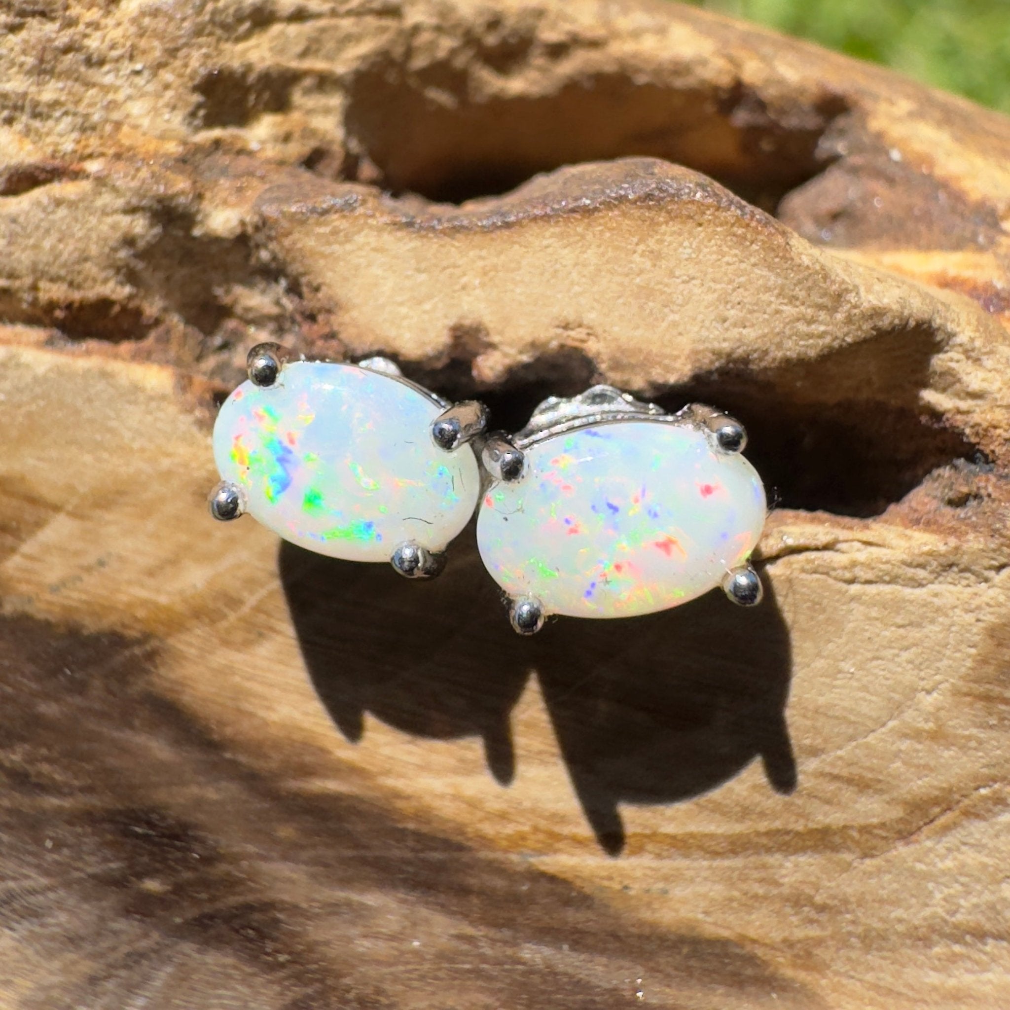 Freycinet Spark - 0.6ct Coober Pedy Opal 925 Silver Earrings