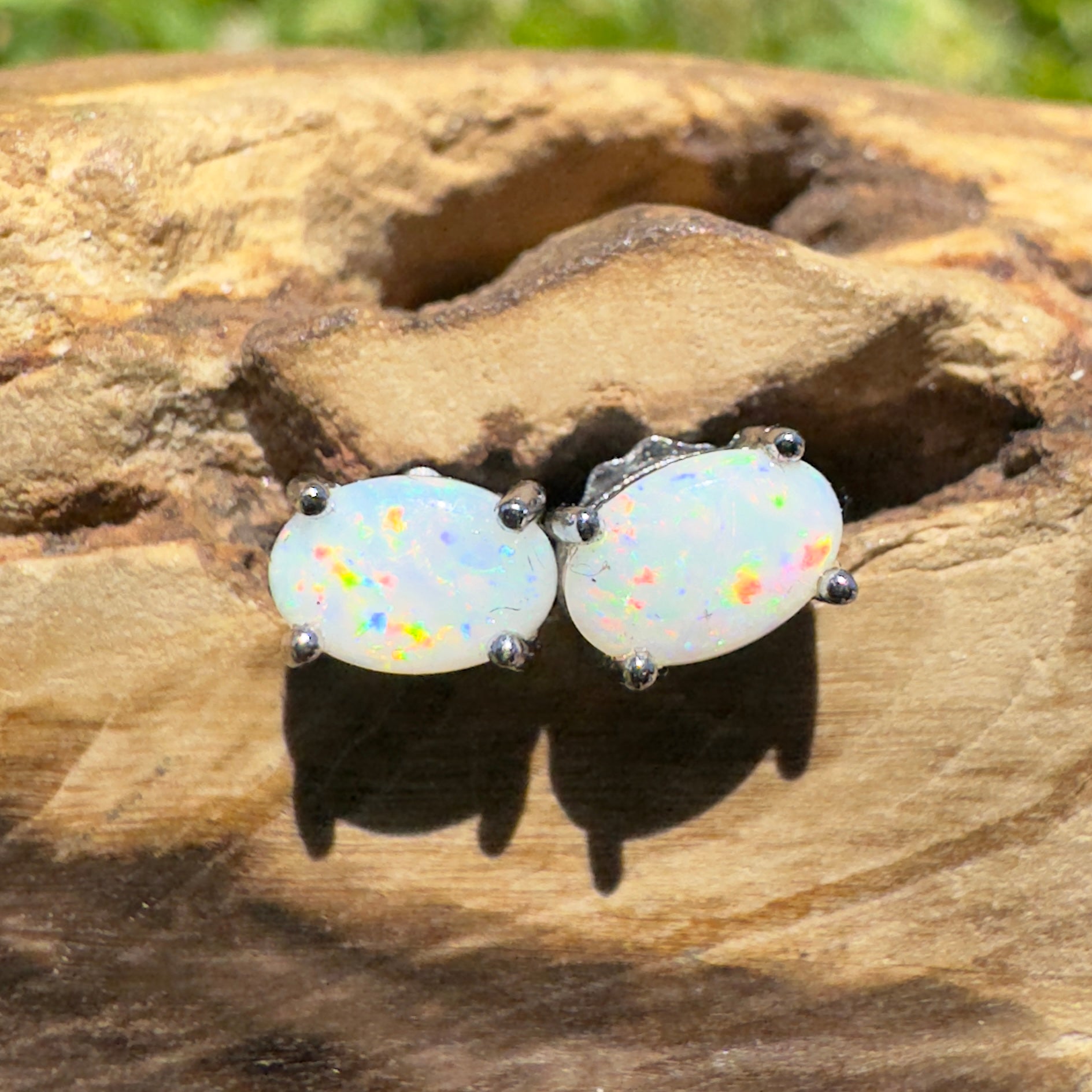 Freycinet Spark - 0.6ct Coober Pedy Opal 925 Silver Earrings