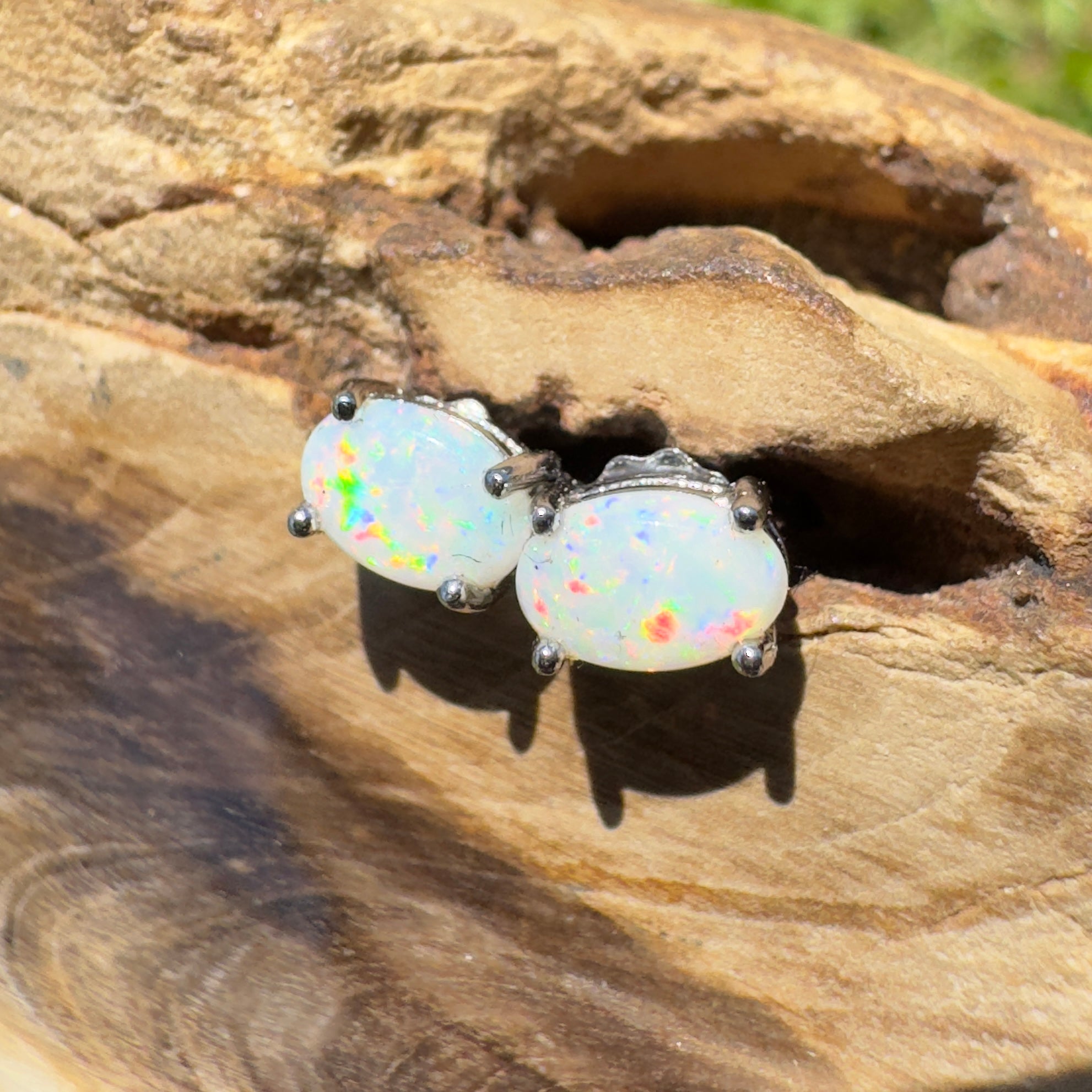 Freycinet Spark - 0.6ct Coober Pedy Opal 925 Silver Earrings