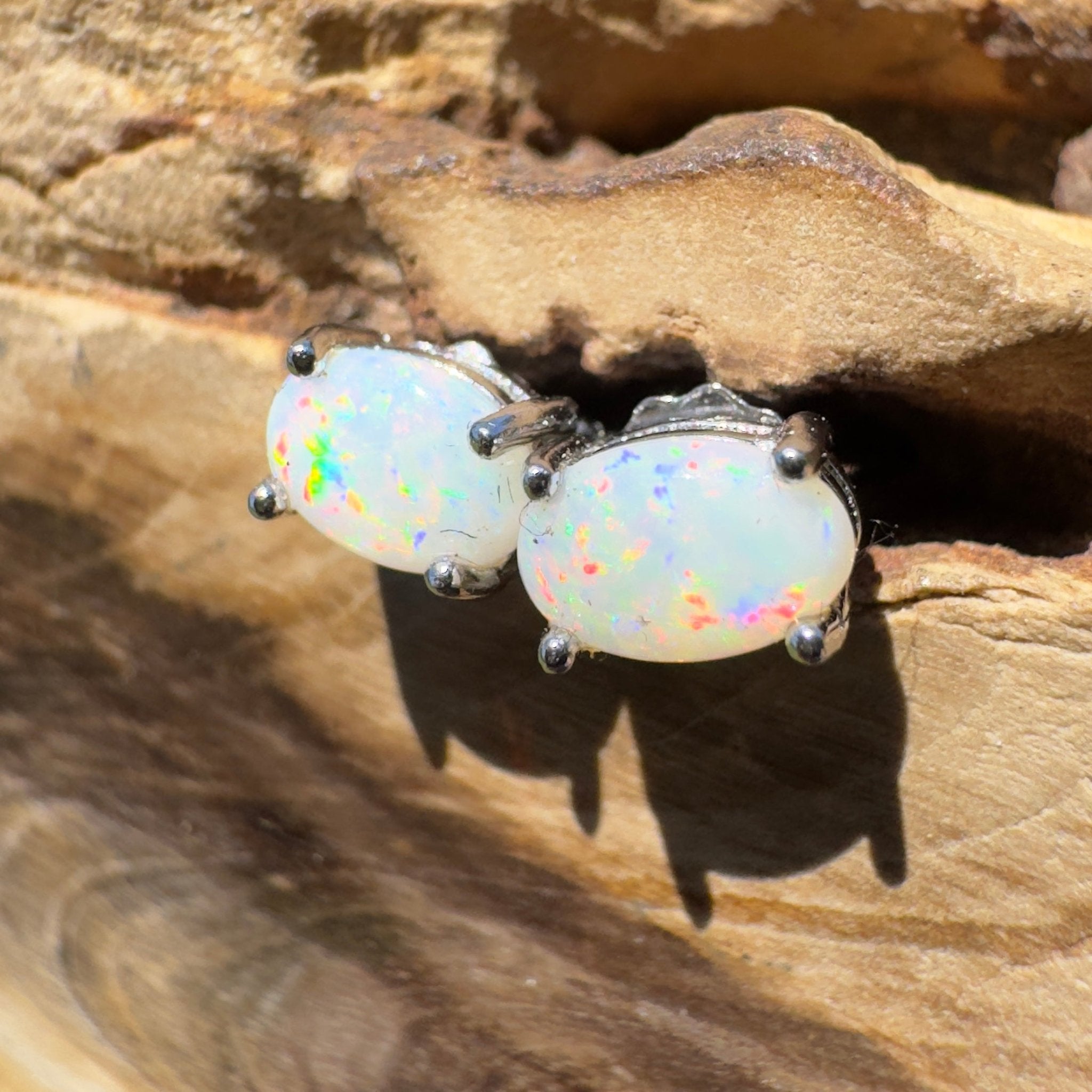 Freycinet Spark - 0.6ct Coober Pedy Opal 925 Silver Earrings