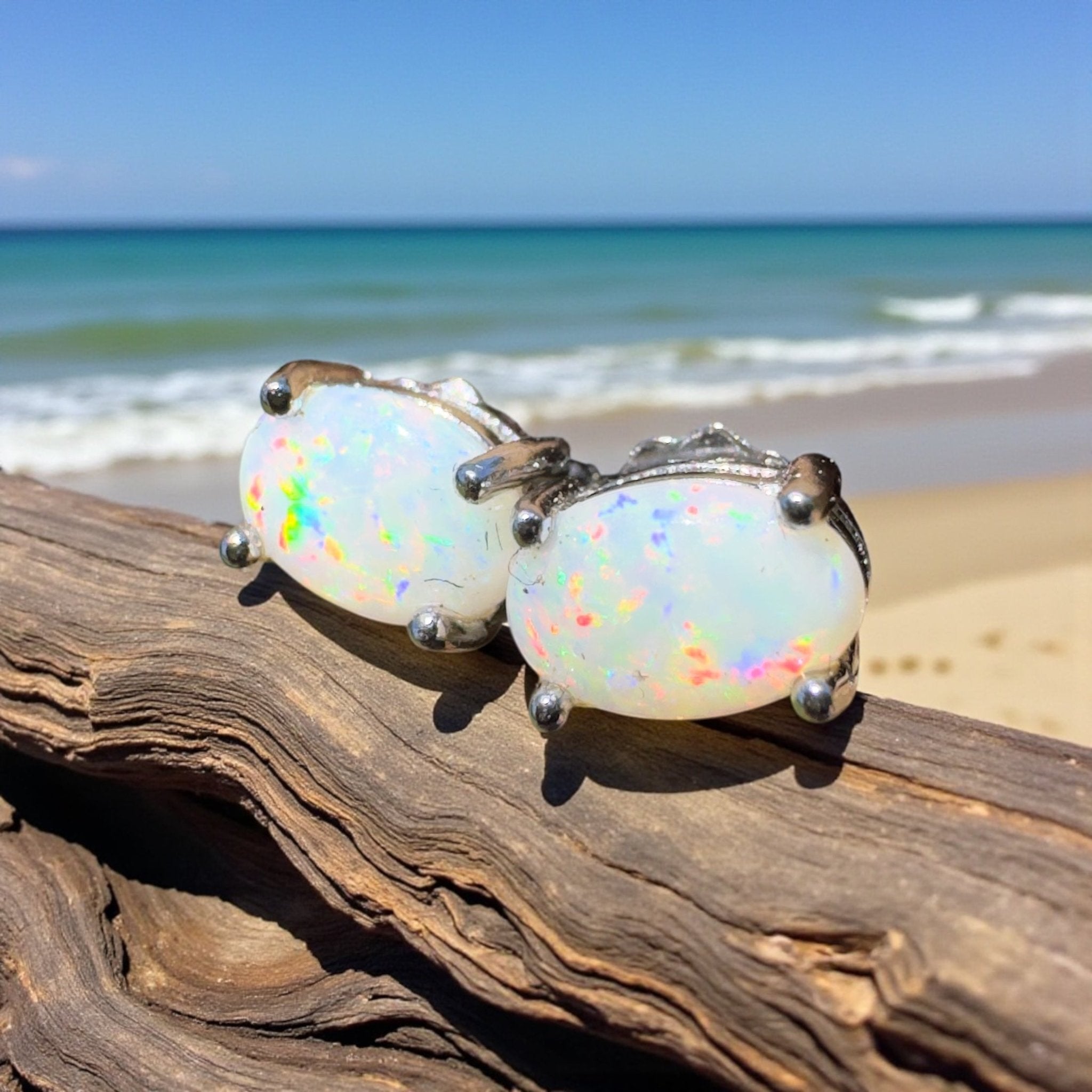 Freycinet Spark - 0.6ct Coober Pedy Opal 925 Silver Earrings