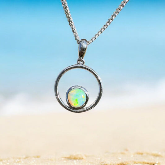 Gariwerd Whisper ~ 0.8ct Solid Coober Pedy Crystal Opal 925 Sterling Silver Pendant Necklace