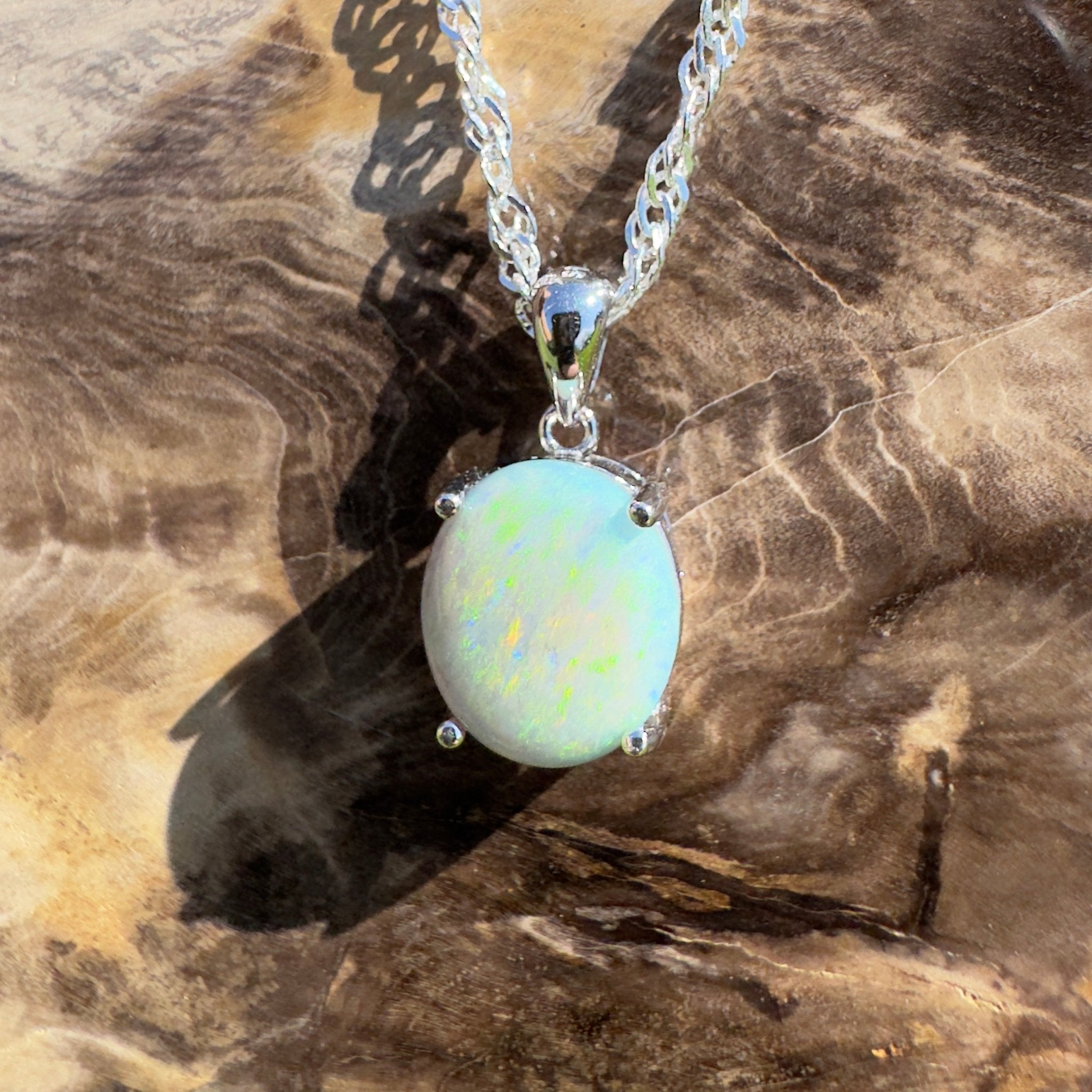 Gawler Drift ~ 1.9ct Mintabie Opal 925 Silver Pendant