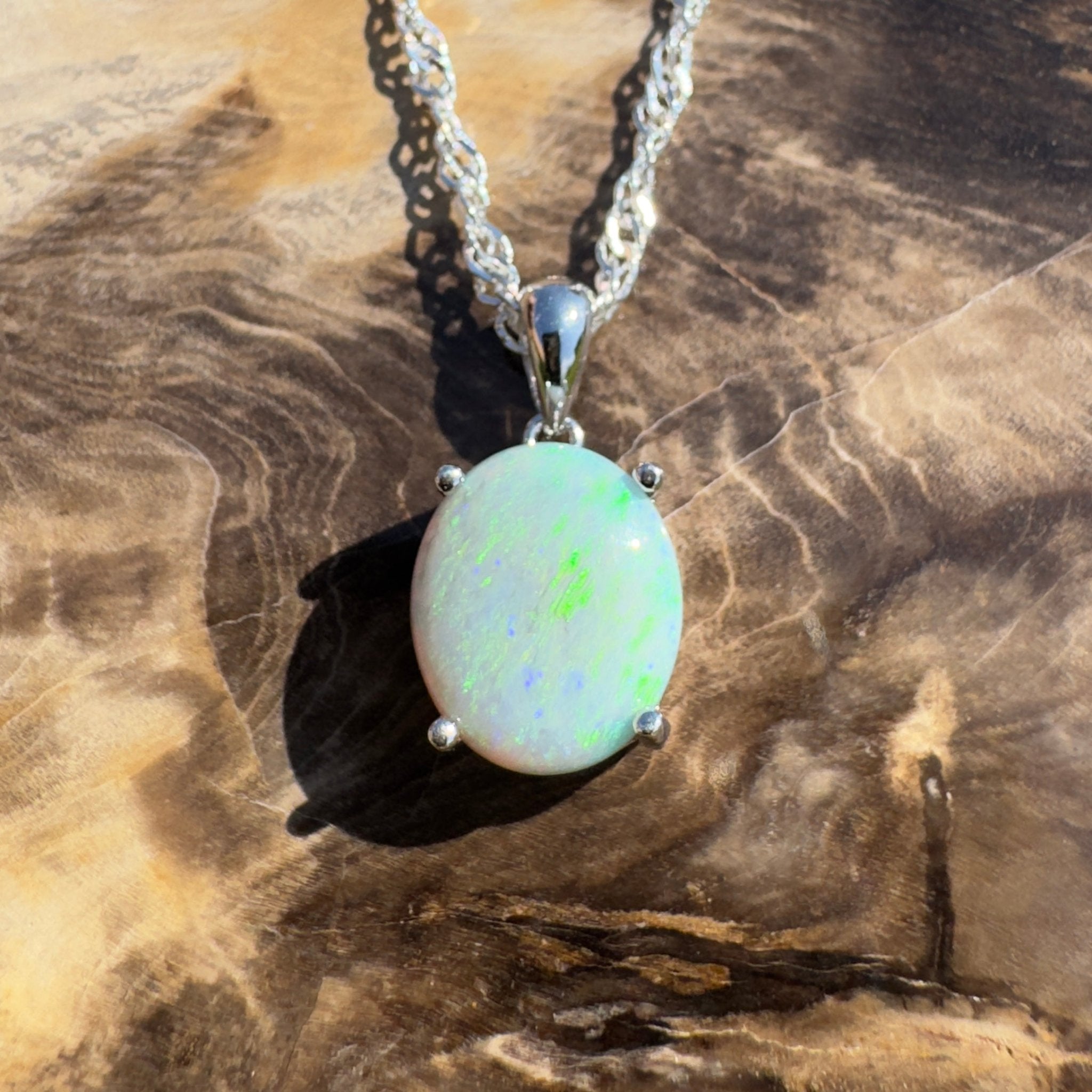 Gawler Drift ~ 1.9ct Mintabie Opal 925 Silver Pendant
