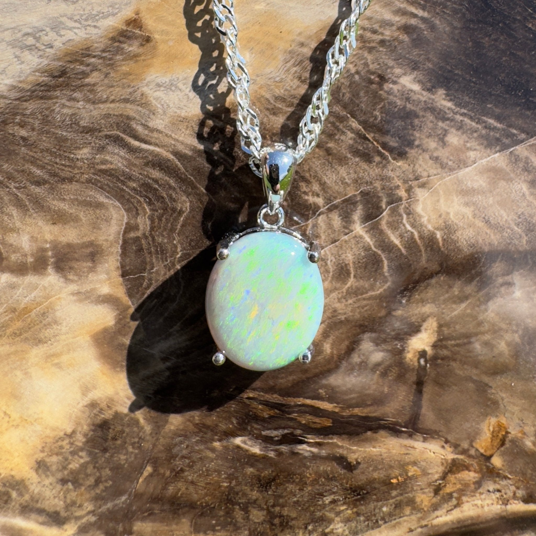 Gawler Drift ~ 1.9ct Mintabie Opal 925 Silver Pendant