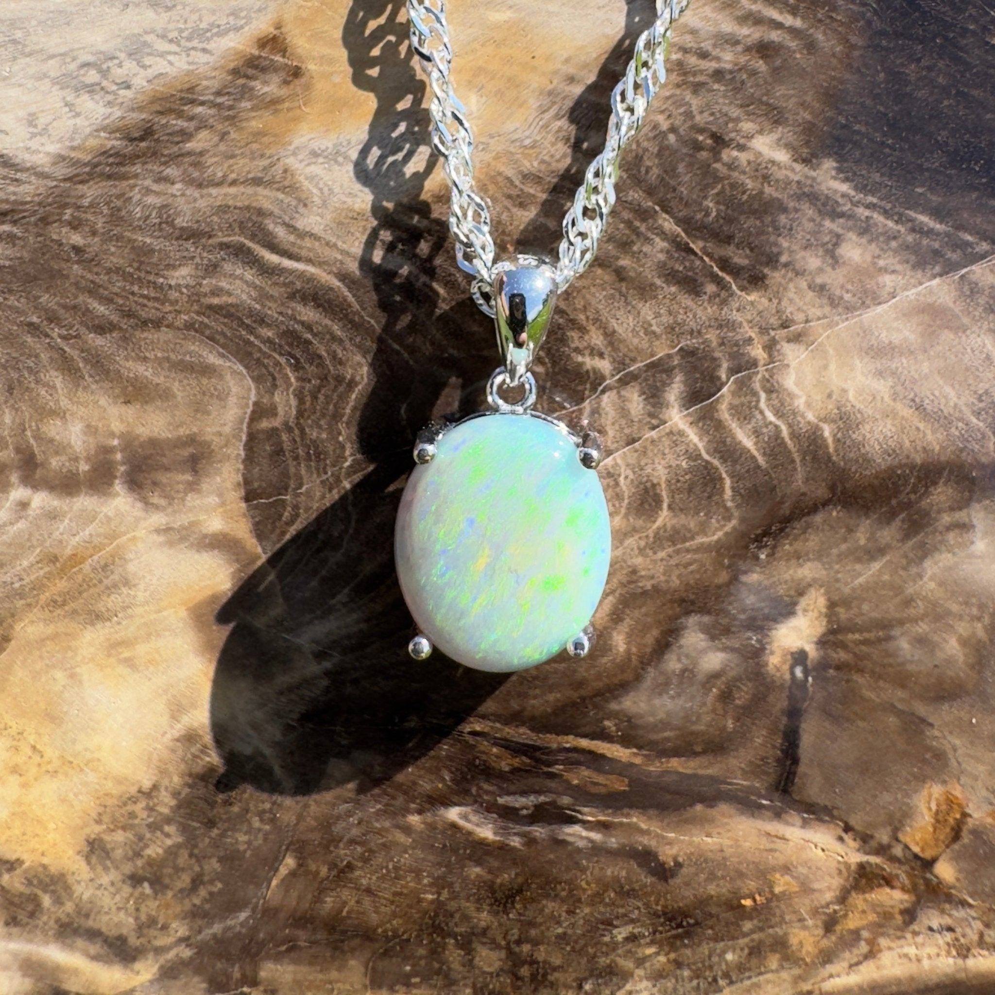 Gawler Drift ~ 1.9ct Mintabie Opal 925 Silver Pendant