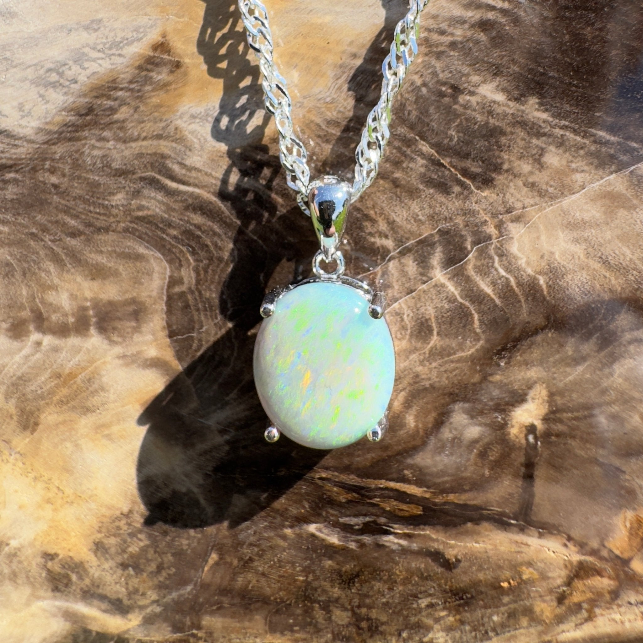 Gawler Drift ~ 1.9ct Mintabie Opal 925 Silver Pendant