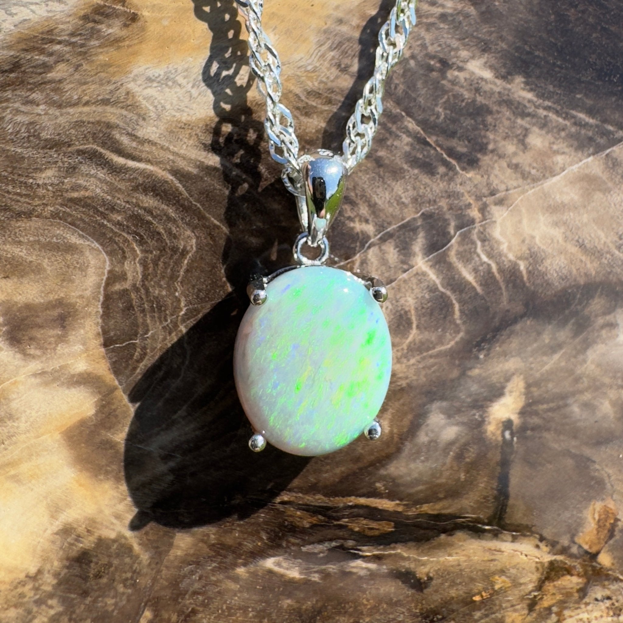 Gawler Drift ~ 1.9ct Mintabie Opal 925 Silver Pendant