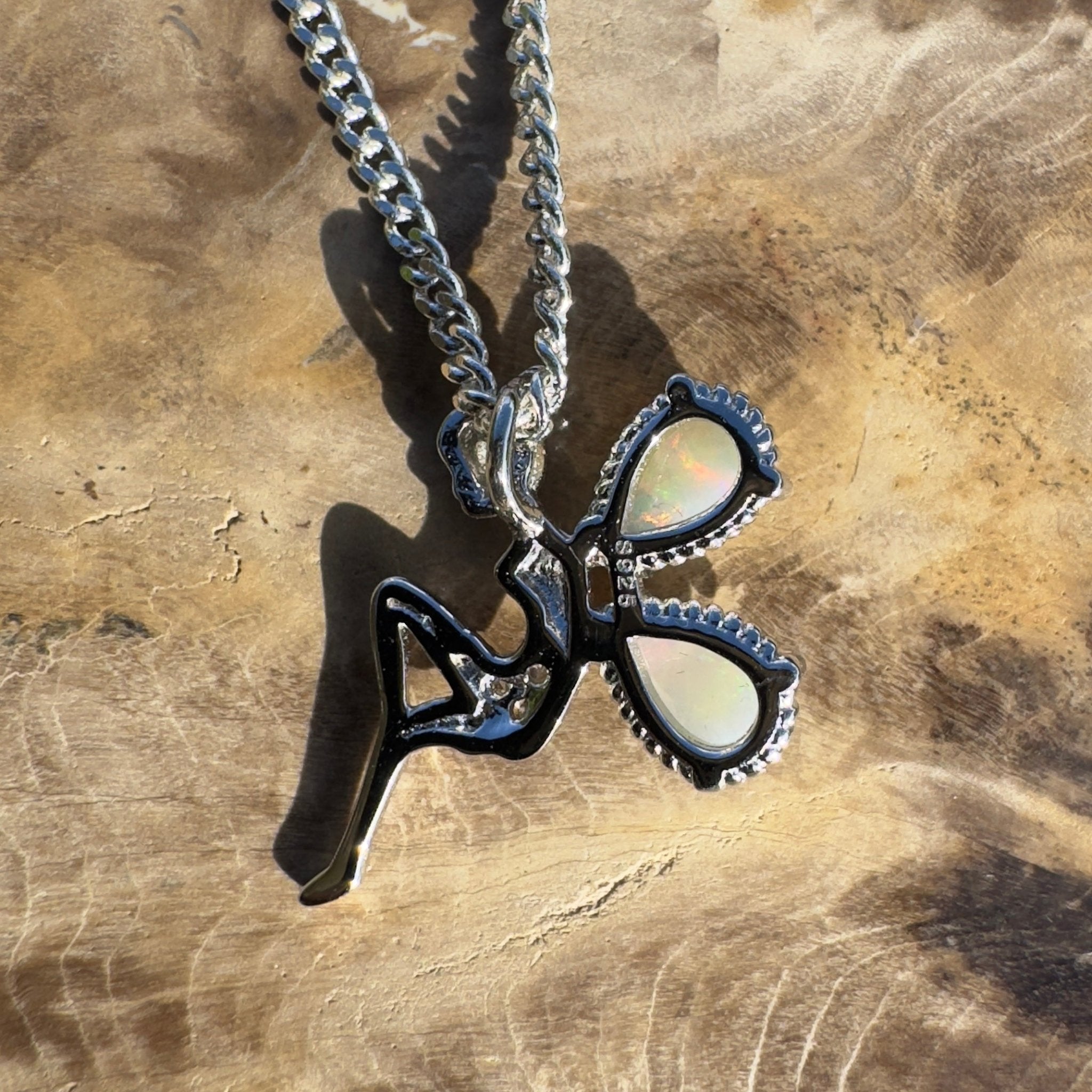 Gawler Ranges Sprite – 0.6ct Lightning Ridge Opal 925 Silver Fairy Pendant