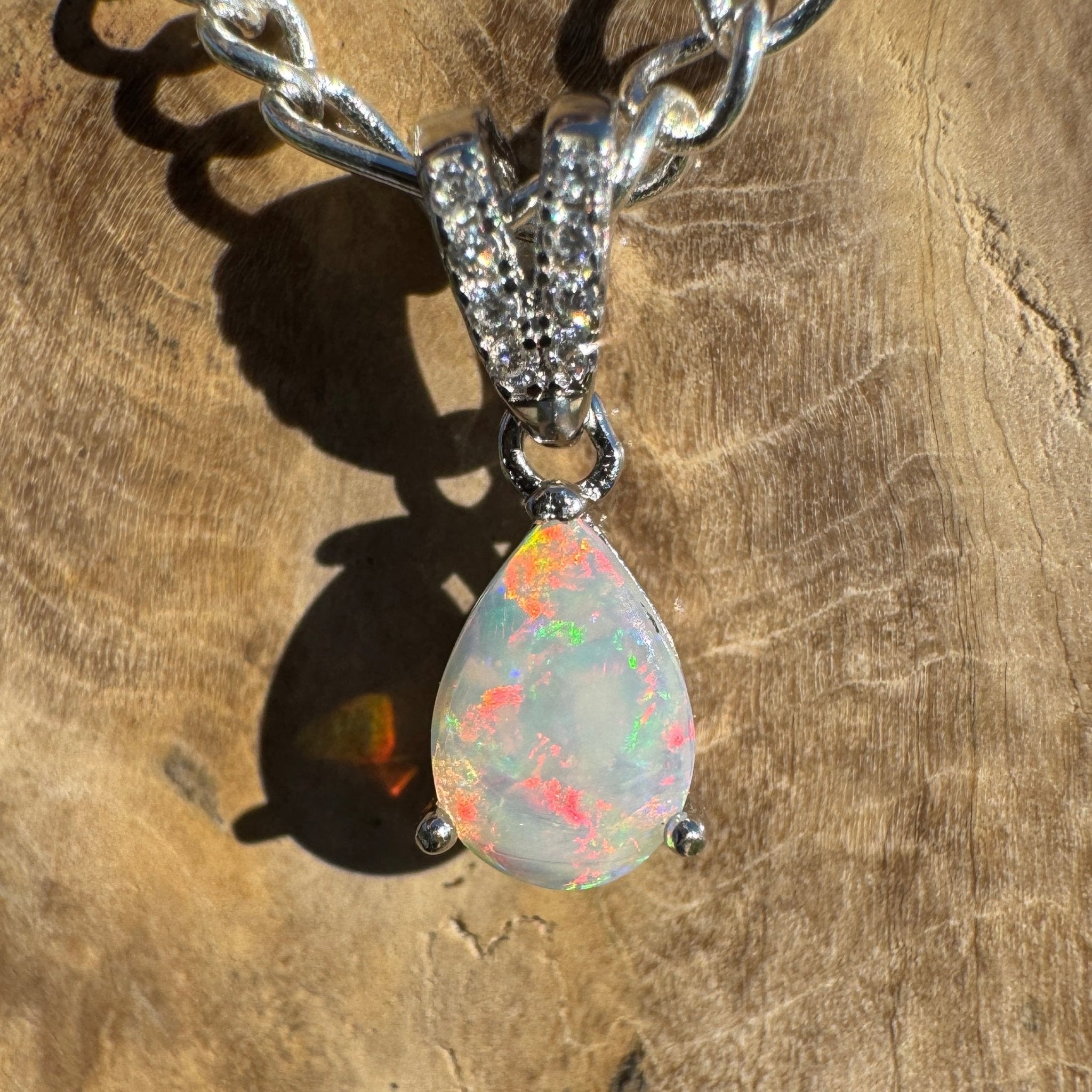 Ghan Spirit ~ 0.6ct Solid Coober Pedy Opal 925 Sterling Silver Pendant Necklace